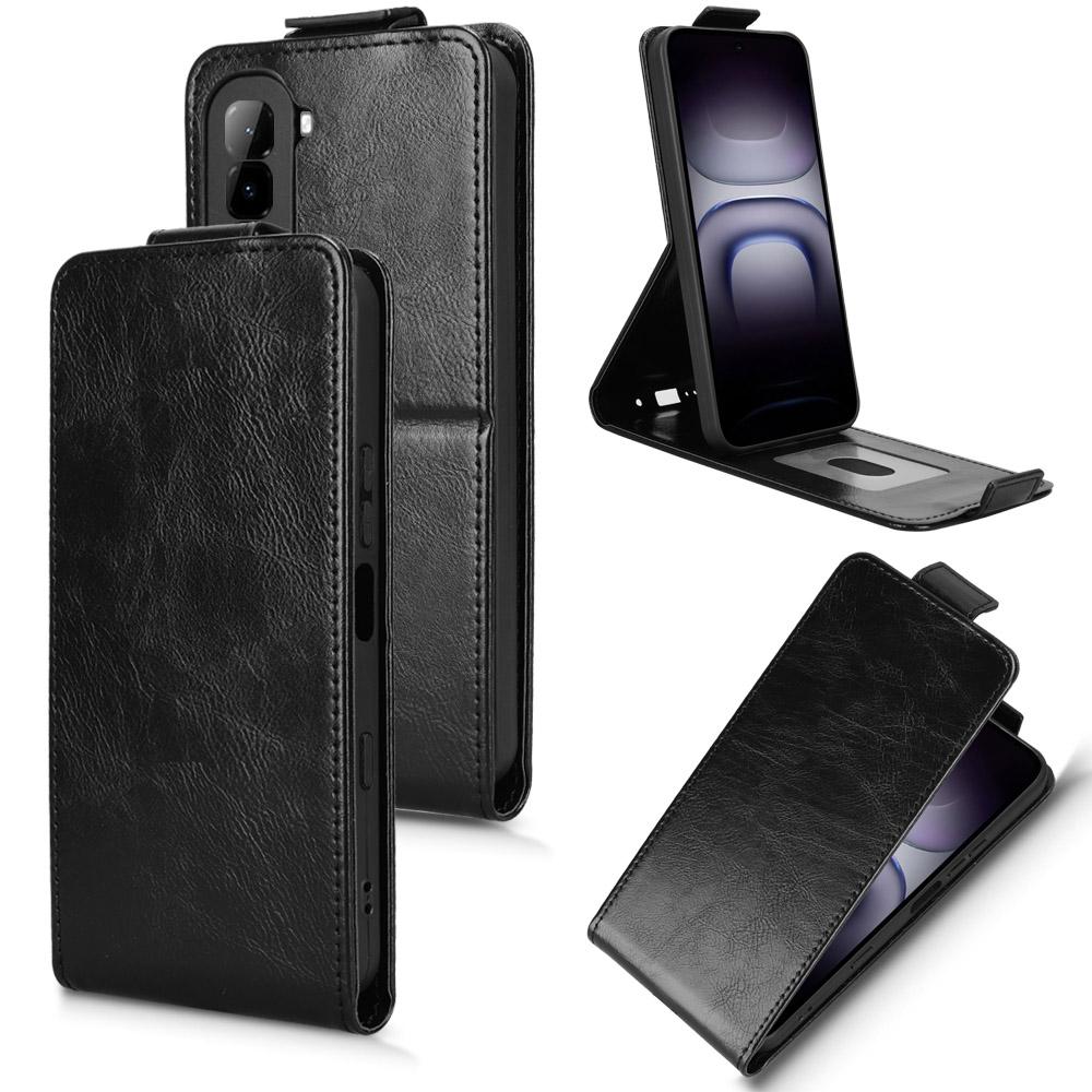 For Infinix Hot 70 4G Magnetic Vertical Flip Leather Phone Case with Buckle - Black - EDA007849014A
