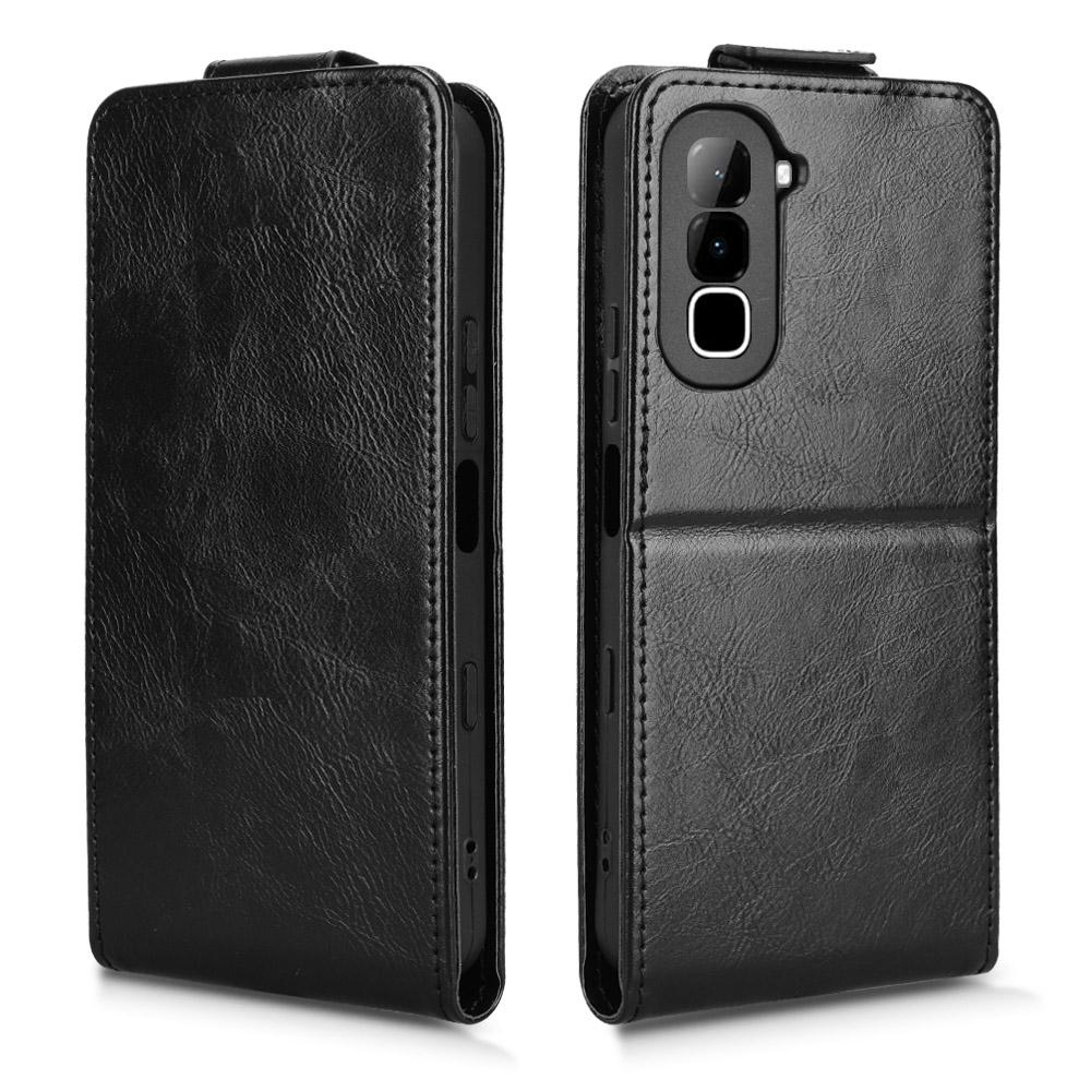 For Infinix Hot 70 4G Magnetic Vertical Flip Leather Phone Case with Buckle - Black - EDA007849014A