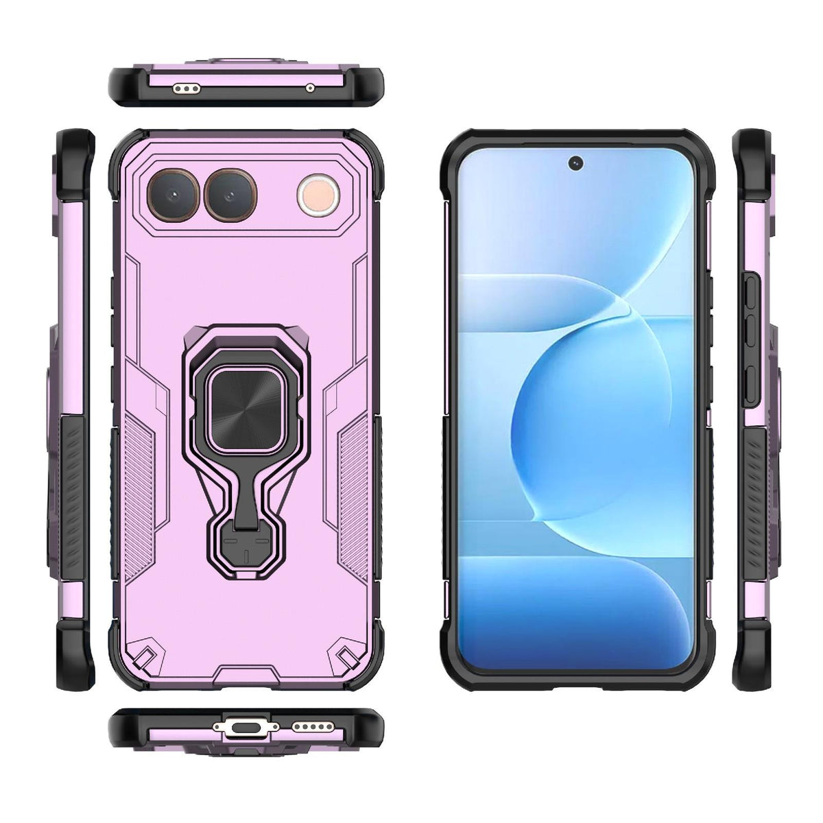 For vivo S2 5G Global Metal Kickstand TPU Hybrid PC Phone Case - Purple - EDA007855009E