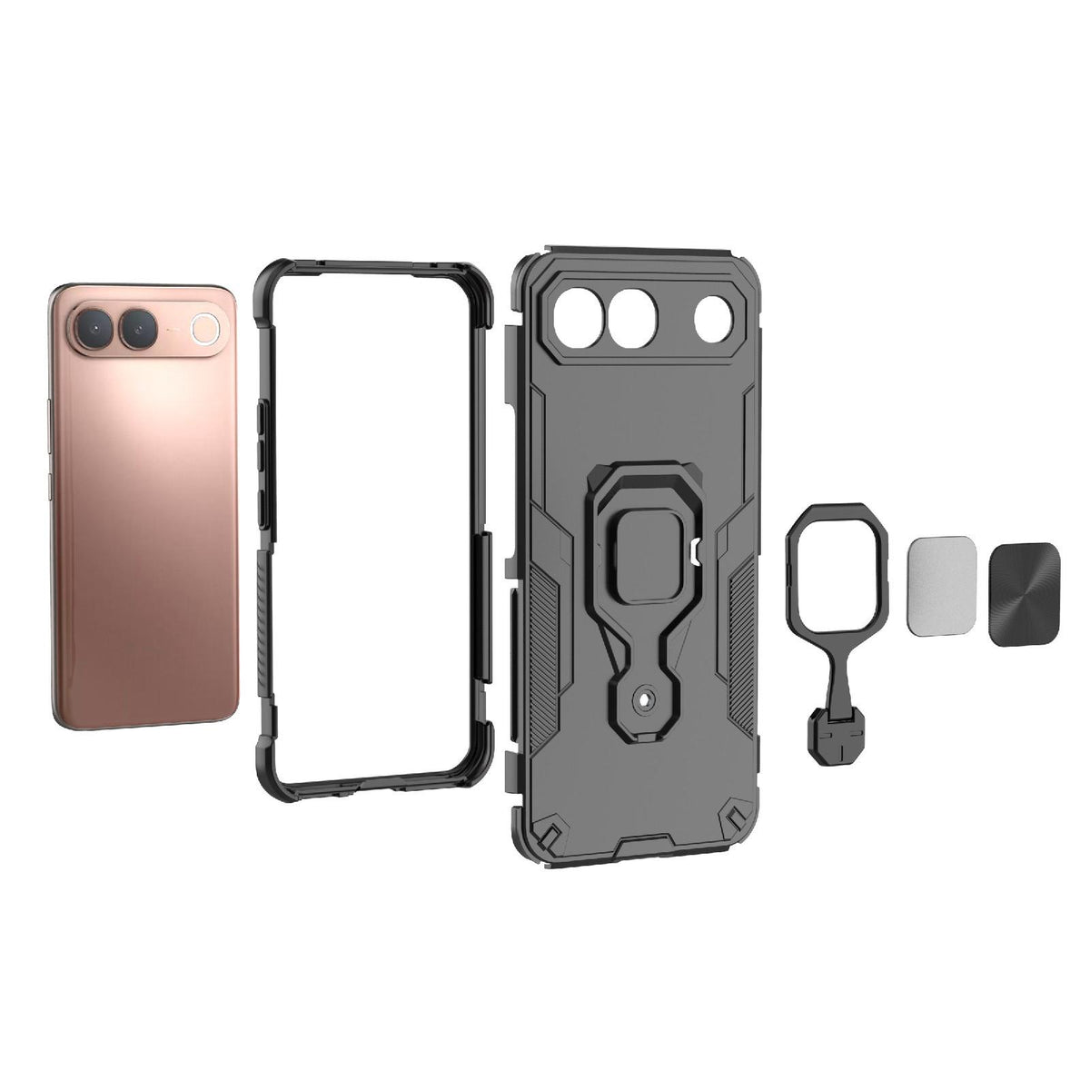 For vivo S2 5G Global Metal Kickstand TPU Hybrid PC Phone Case - Purple - EDA007855009E