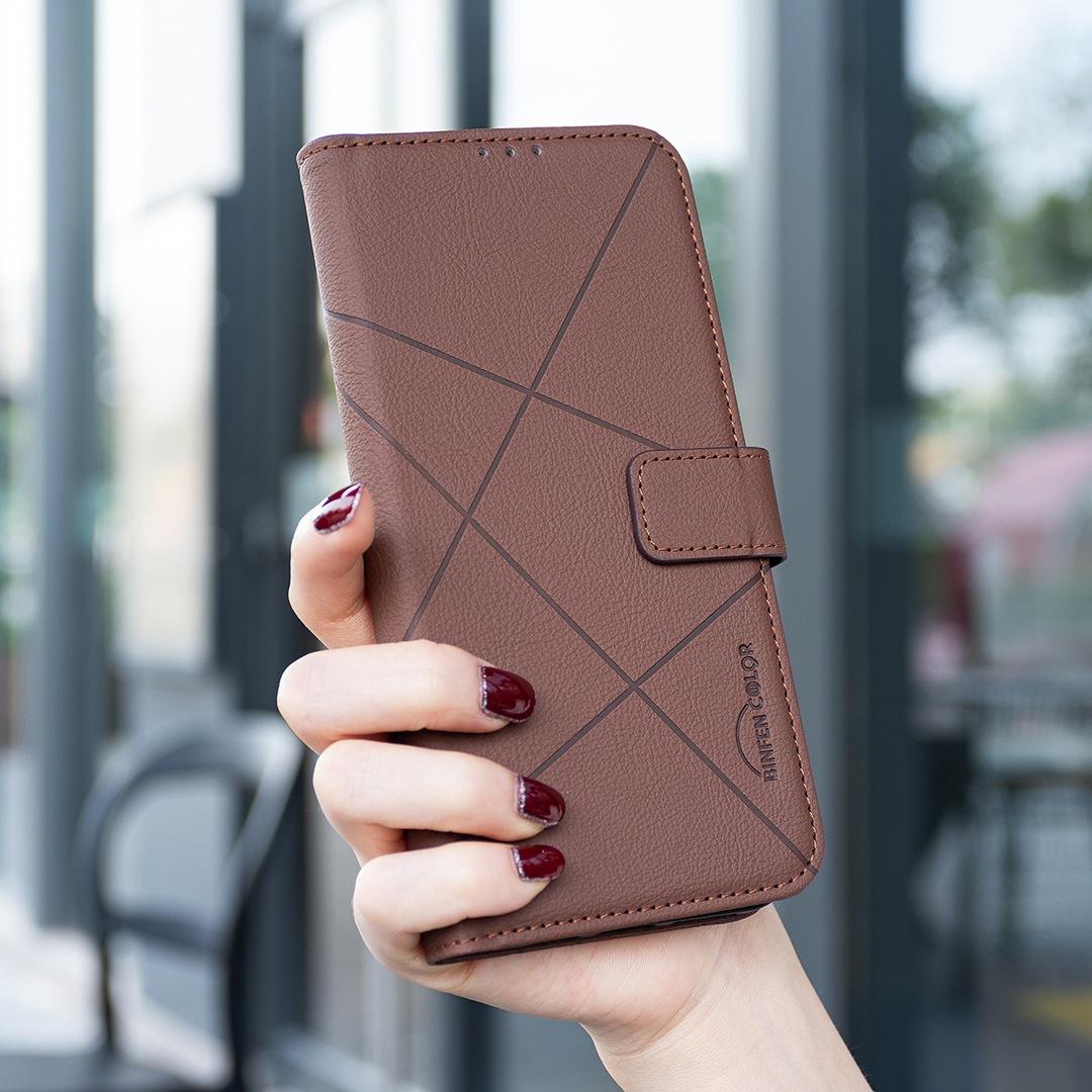 For Redmi Note 17 4G Global 171mm Geometric Pattern RFID Leather Phone Case(Brown)
