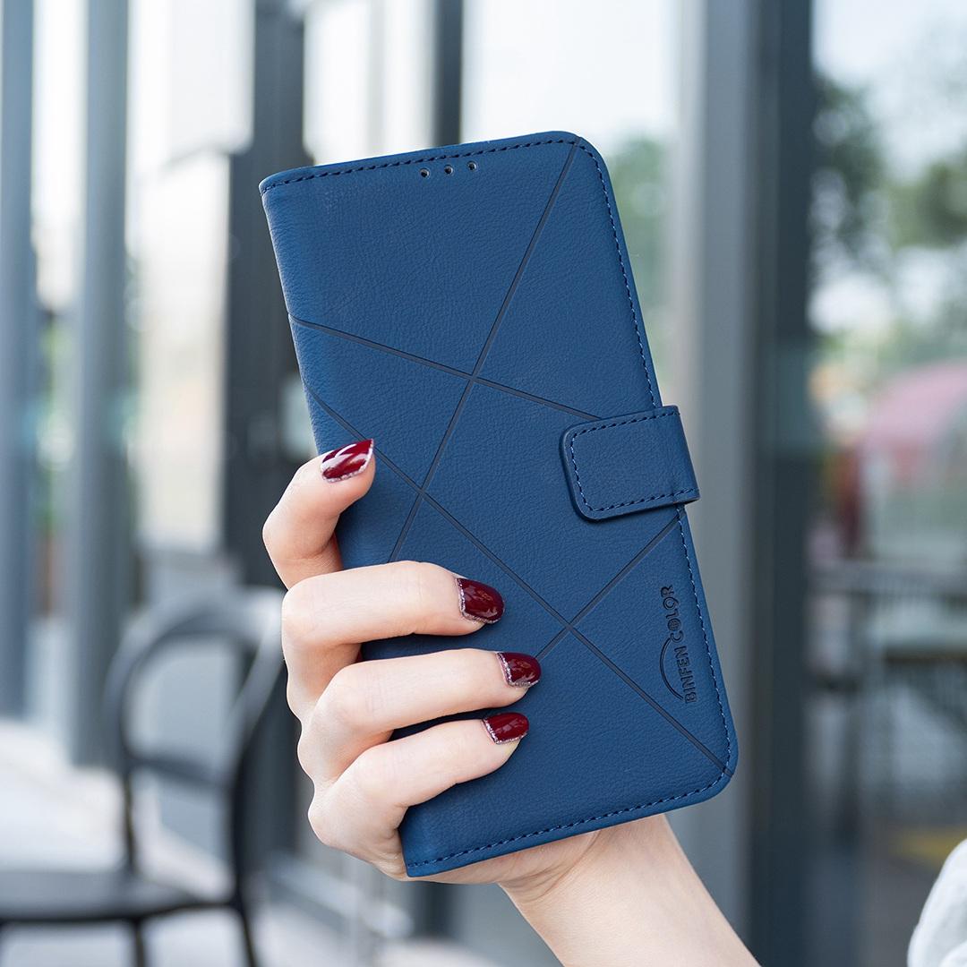 For Redmi Note 17 4G Global 171mm Geometric Pattern RFID Leather Phone Case(Blue)