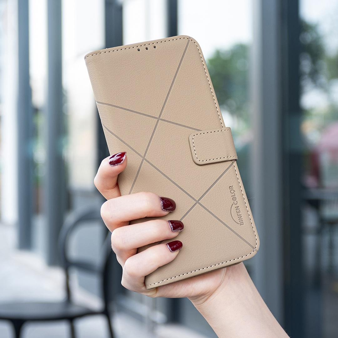 For Redmi Note 17 4G Global 171mm Geometric Pattern RFID Leather Phone Case(Beige)