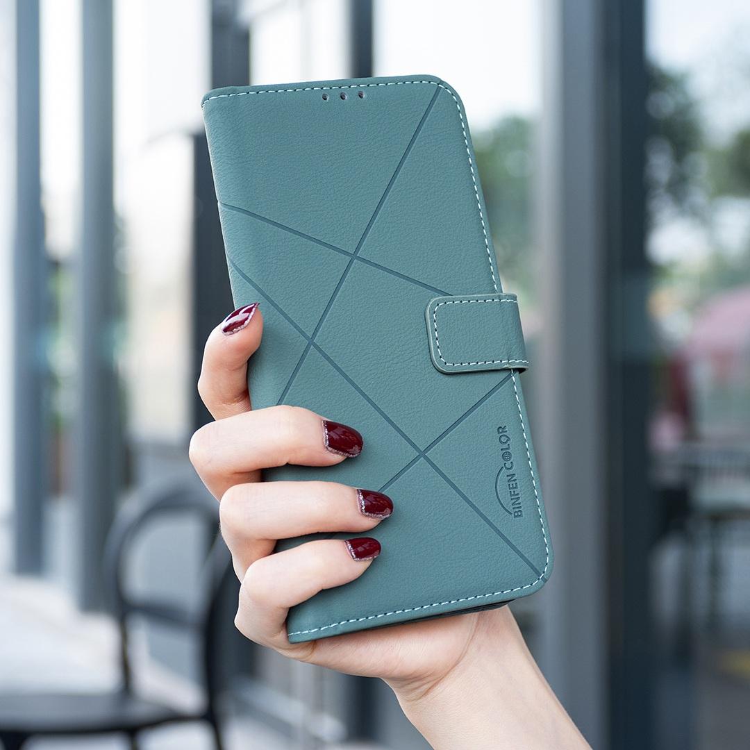 For Redmi Note 17 4G Global 171mm Geometric Pattern RFID Leather Phone Case(Green)