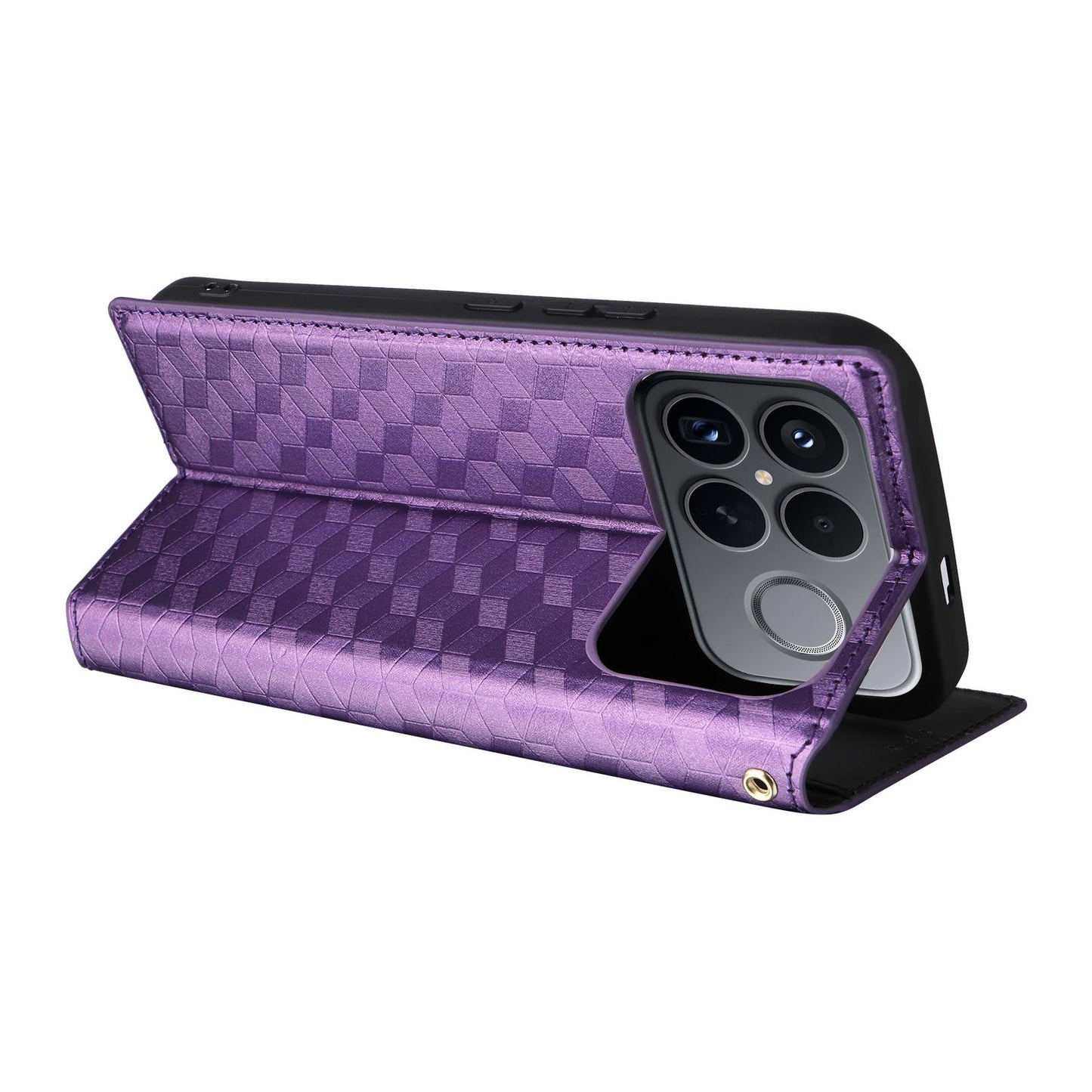 For Redmi K90 Pro Max 5G / Poco F8 Ultra Cubic Grid Texture Flip Leather Phone Case(Purple)