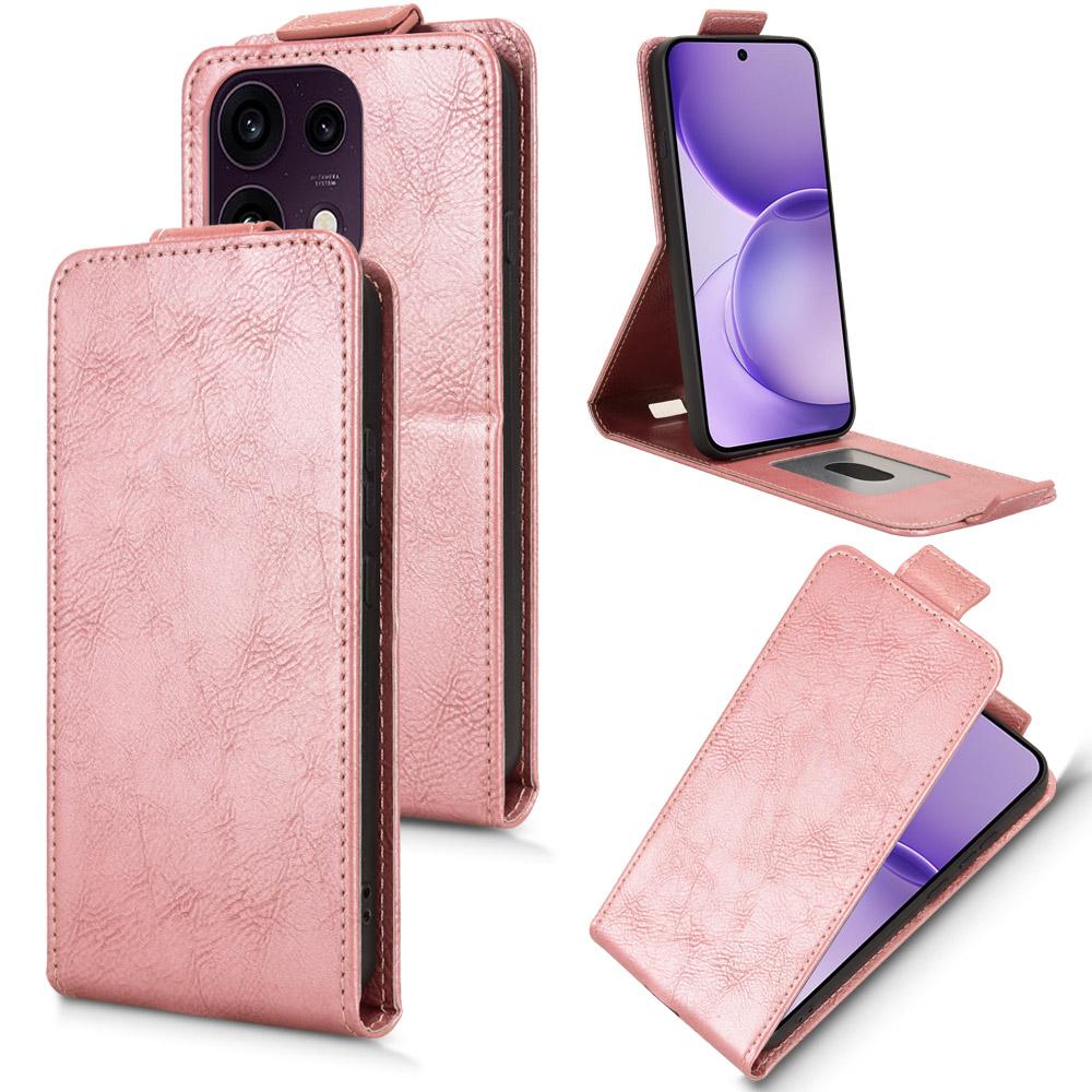 For OPPO Reno16 F 5G / Reno16 FS 5G Magnetic Vertical Flip Leather Phone Case with Buckle - Rose Gold - EDA007931224C