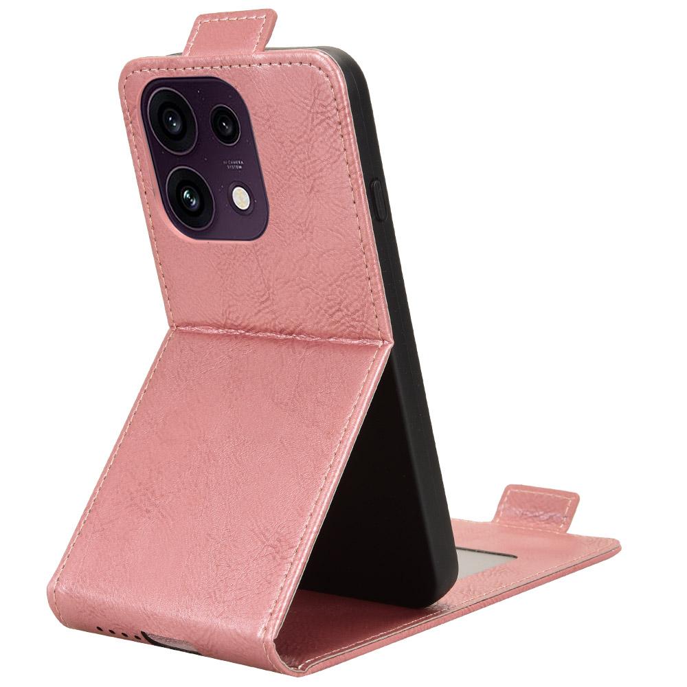 For OPPO Reno16 F 5G / Reno16 FS 5G Magnetic Vertical Flip Leather Phone Case with Buckle - Rose Gold - EDA007931224C