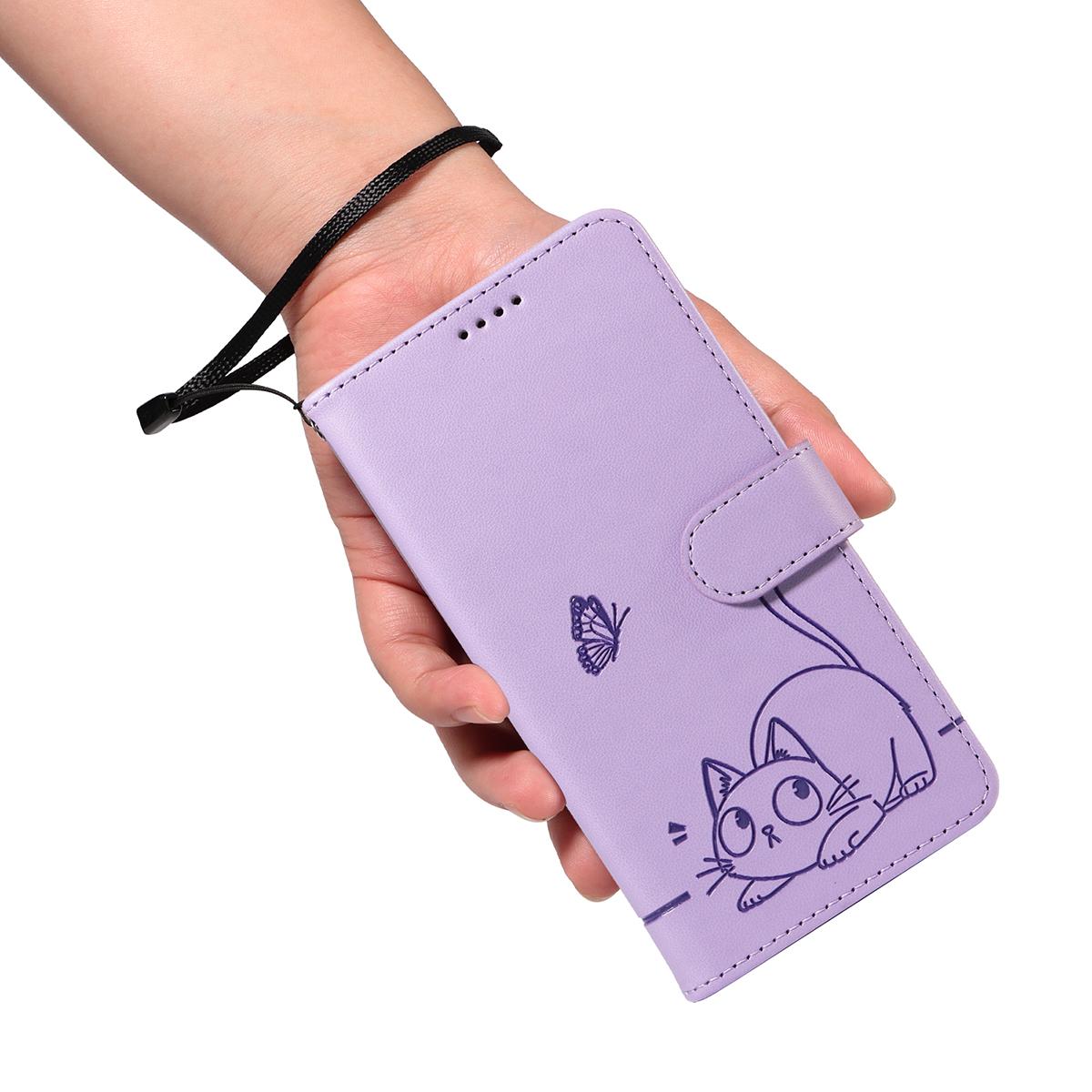 For Redmi K90 Pro Max/Poco F8 Ultra Adorable Cat Embossed Pattern Flip Leather Phone Case(Purple)