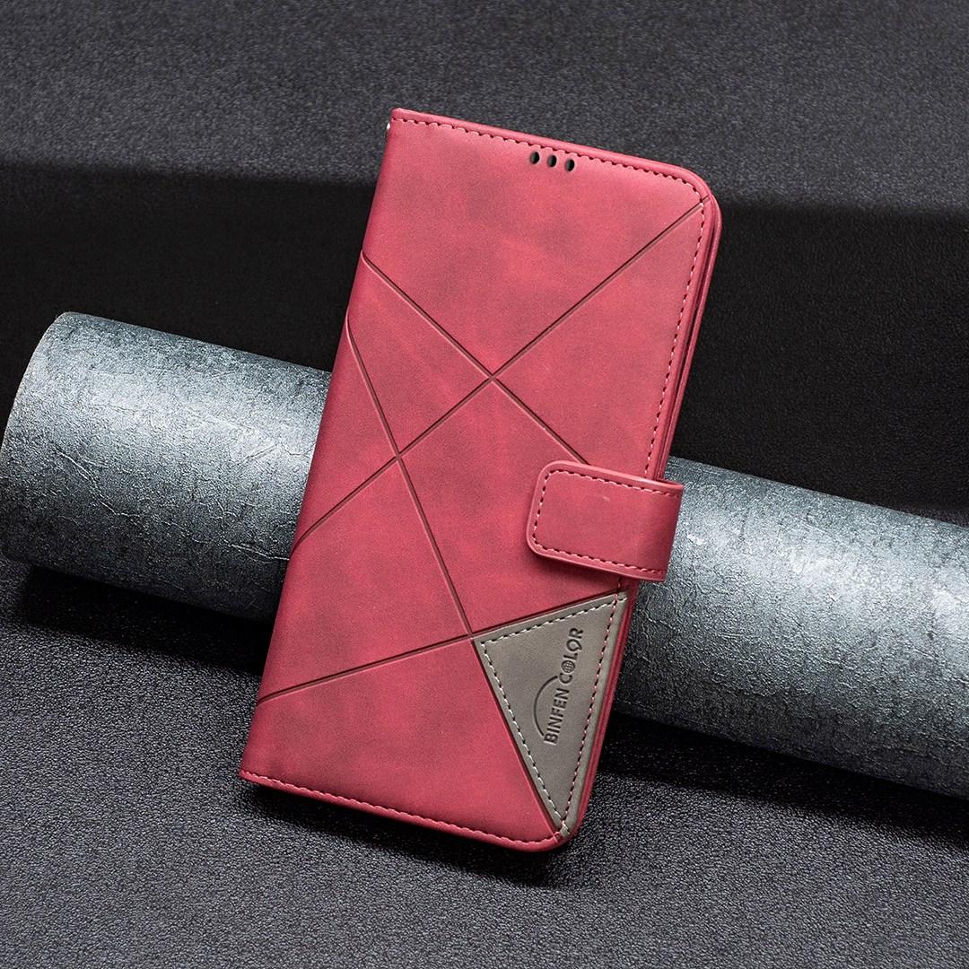 For Sony Xperia 1 VIII Magnetic Buckle Rhombus Texture Leather Phone Case - Red - EDA008087402A