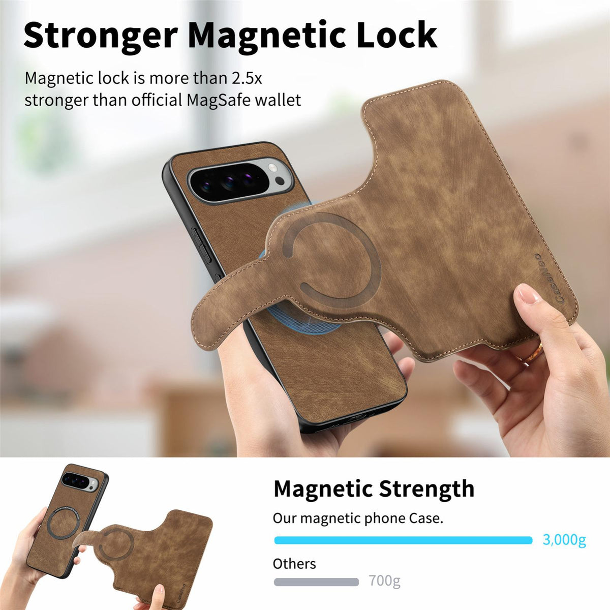 For Google Pixel 11 Pro XL CaseNeo MagSafe RFID Anti-theft Retro Leather Phone Case - Brown - EDA008112505B