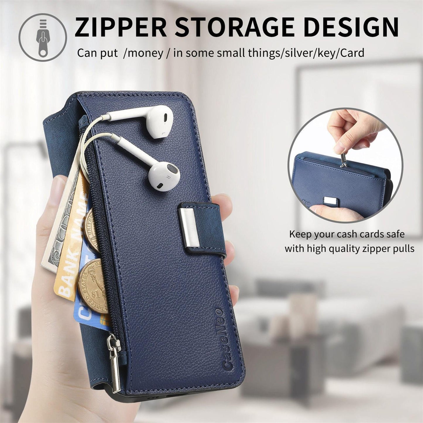 For Redmi K90 Pro Max / Poco F8 Ultra CaseNeo MagSafe RFID Anti-theft Zipper Wallet Retro Leather Phone Case(Blue)