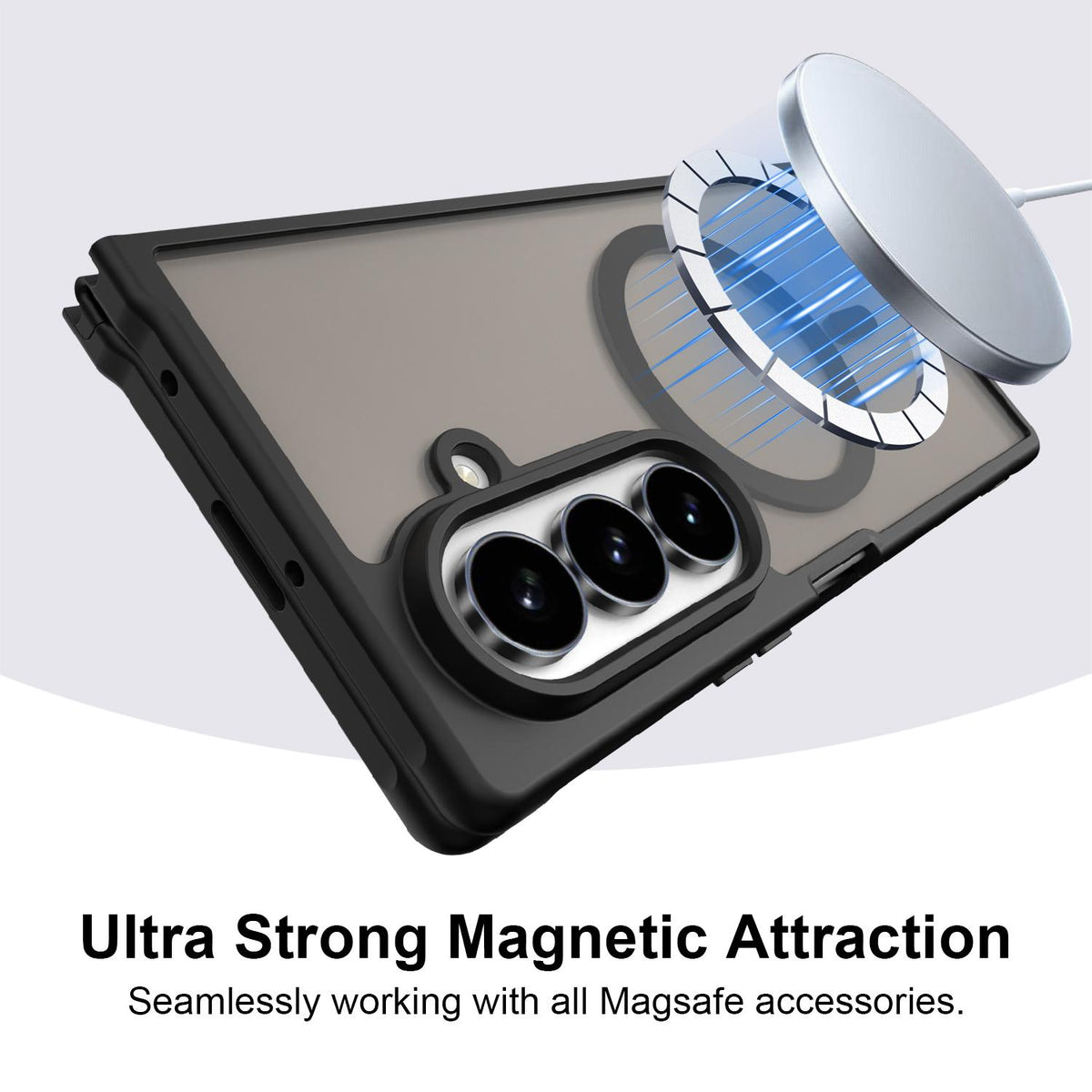 For Galaxy Z Fold8 Ultra 5G Fan Dun Series TPU Hybrid PC Frosted Magsafe Phone Case - Black - EDA008120805A