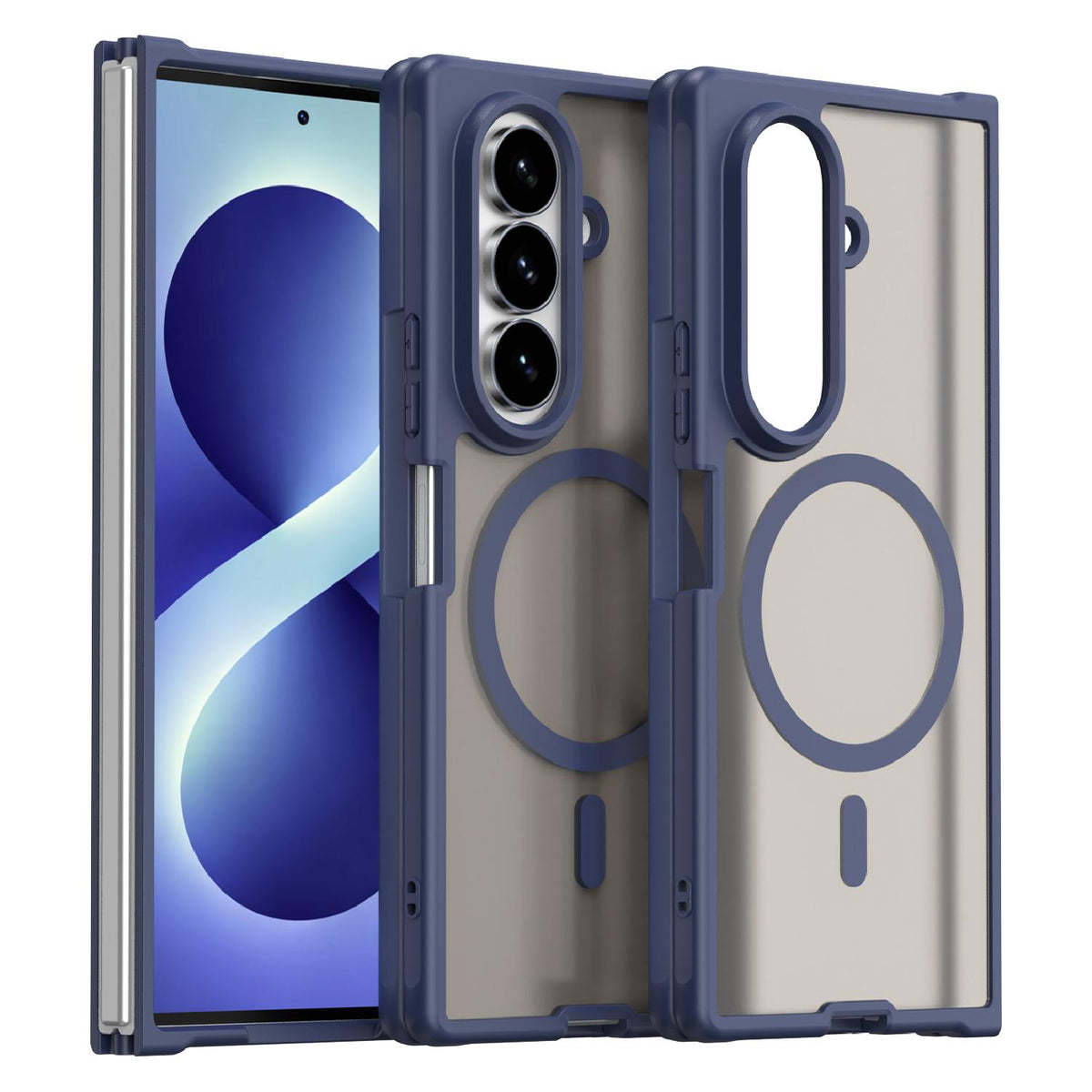 For Galaxy Z Fold8 Ultra 5G Fan Dun Series TPU Hybrid PC Frosted Magsafe Phone Case - Blue - EDA008120805B