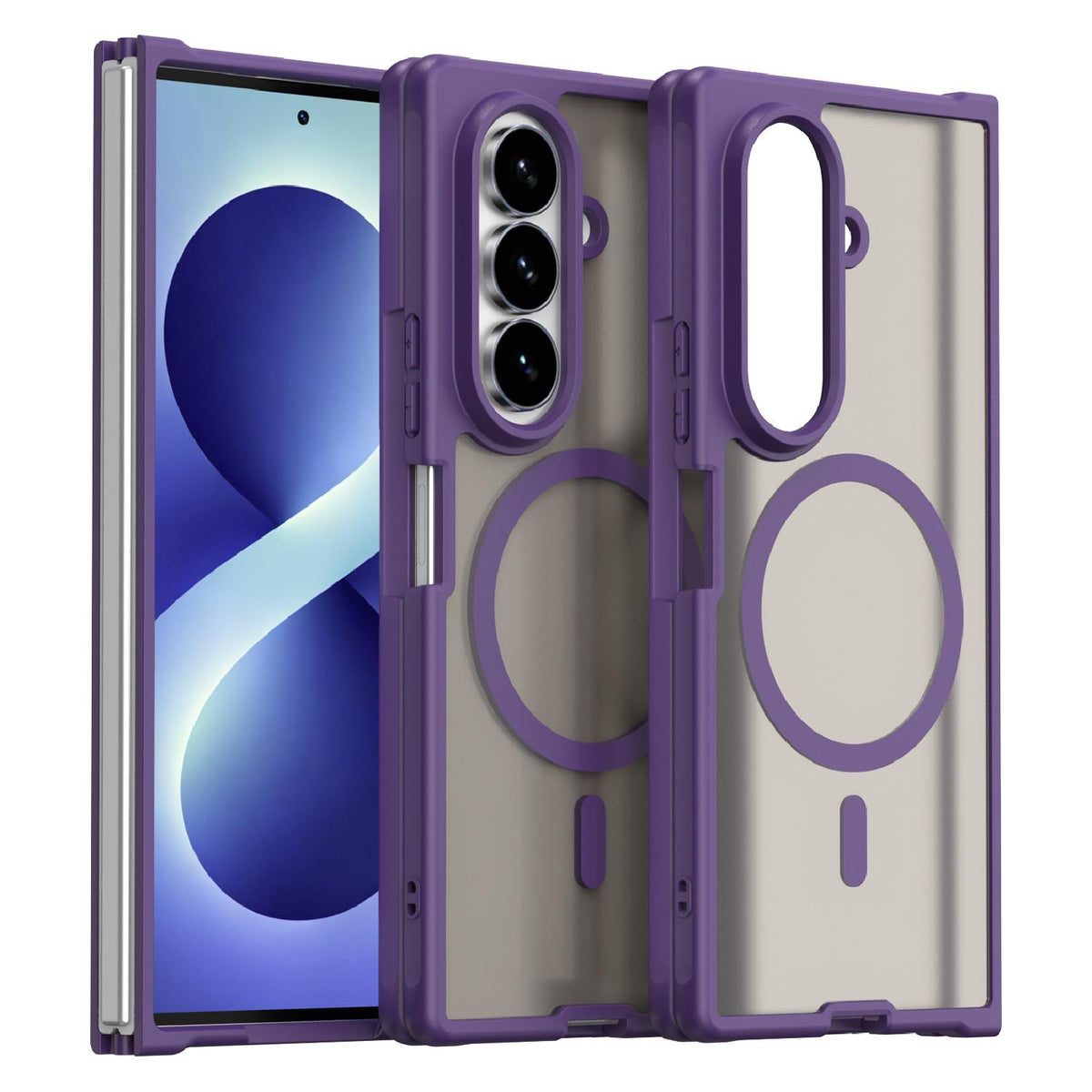 For Galaxy Z Fold8 Ultra 5G Fan Dun Series TPU Hybrid PC Frosted Magsafe Phone Case - Purple - EDA008120805D