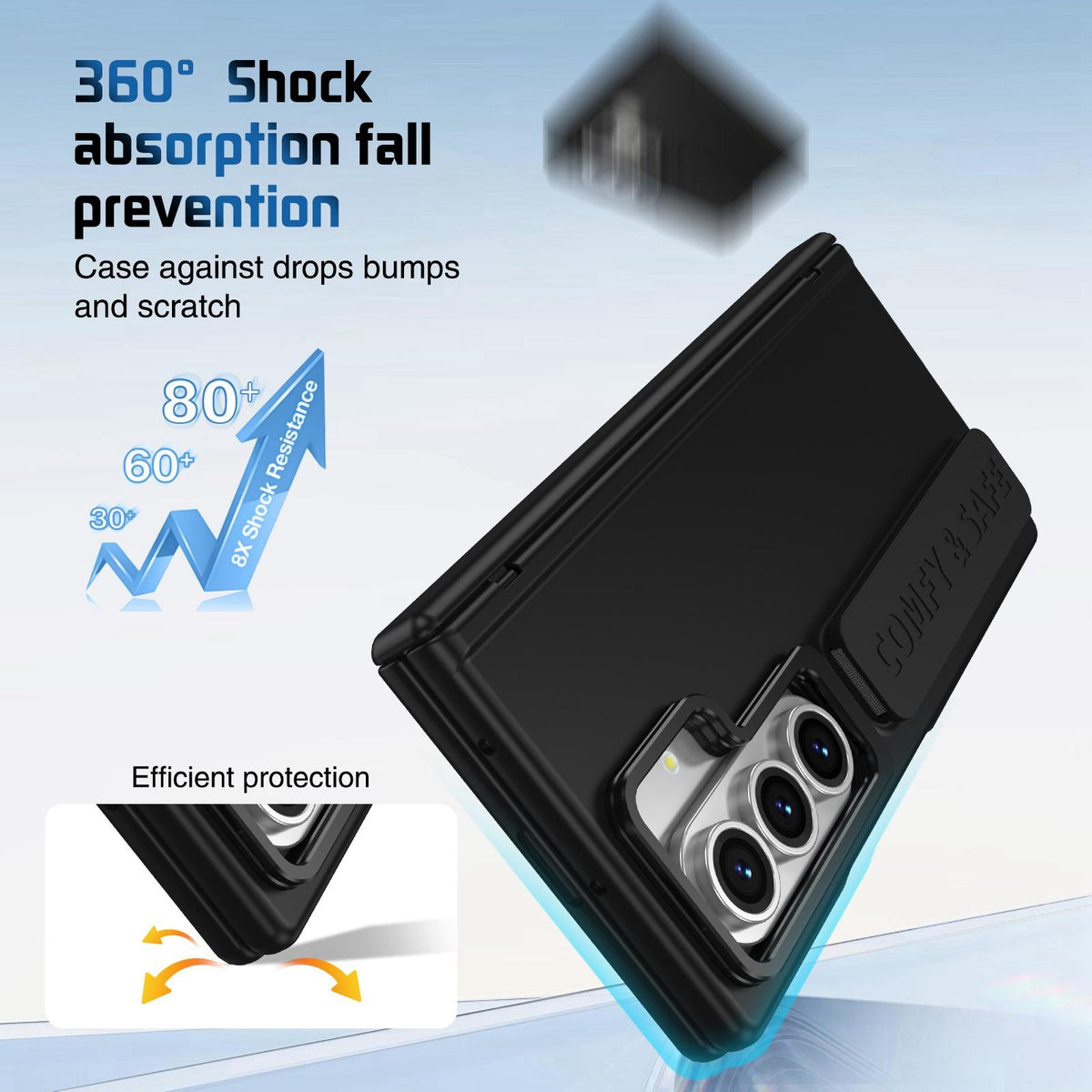 For Galaxy Z Fold8 Ultra 5G Film Integrated Lens Frame Bracket Phone Case with Wristband - Black - EDA008133605B