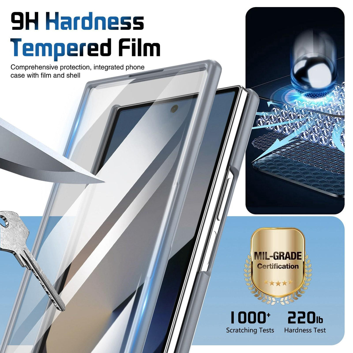 For Galaxy Z Fold8 Ultra 5G Film Integrated Lens Frame Bracket Phone Case with Wristband - Grey - EDA008133605C