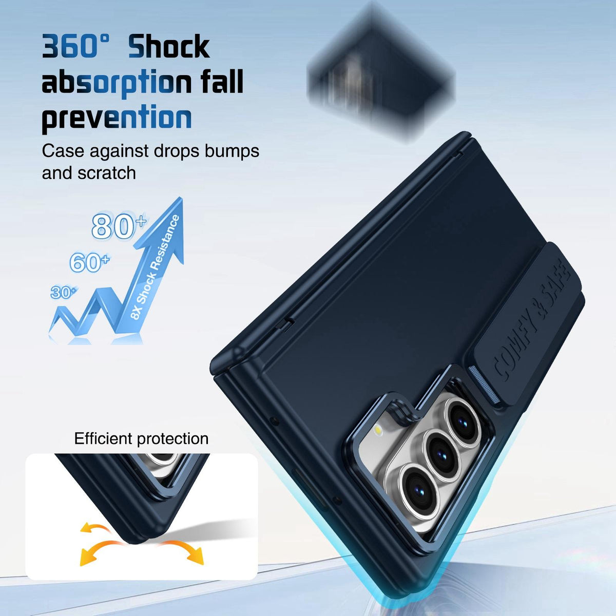 For Galaxy Z Fold8 Ultra 5G Film Integrated Lens Frame Bracket Phone Case with Wristband - Dark Blue - EDA008133605E