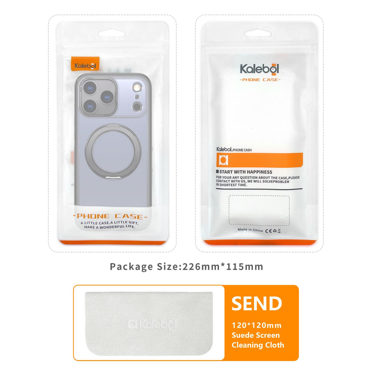For iPhone 18 Pro Max kalebol MagSafe Metal Ring Holder Phone Case - Light Purple - EDA008475506A