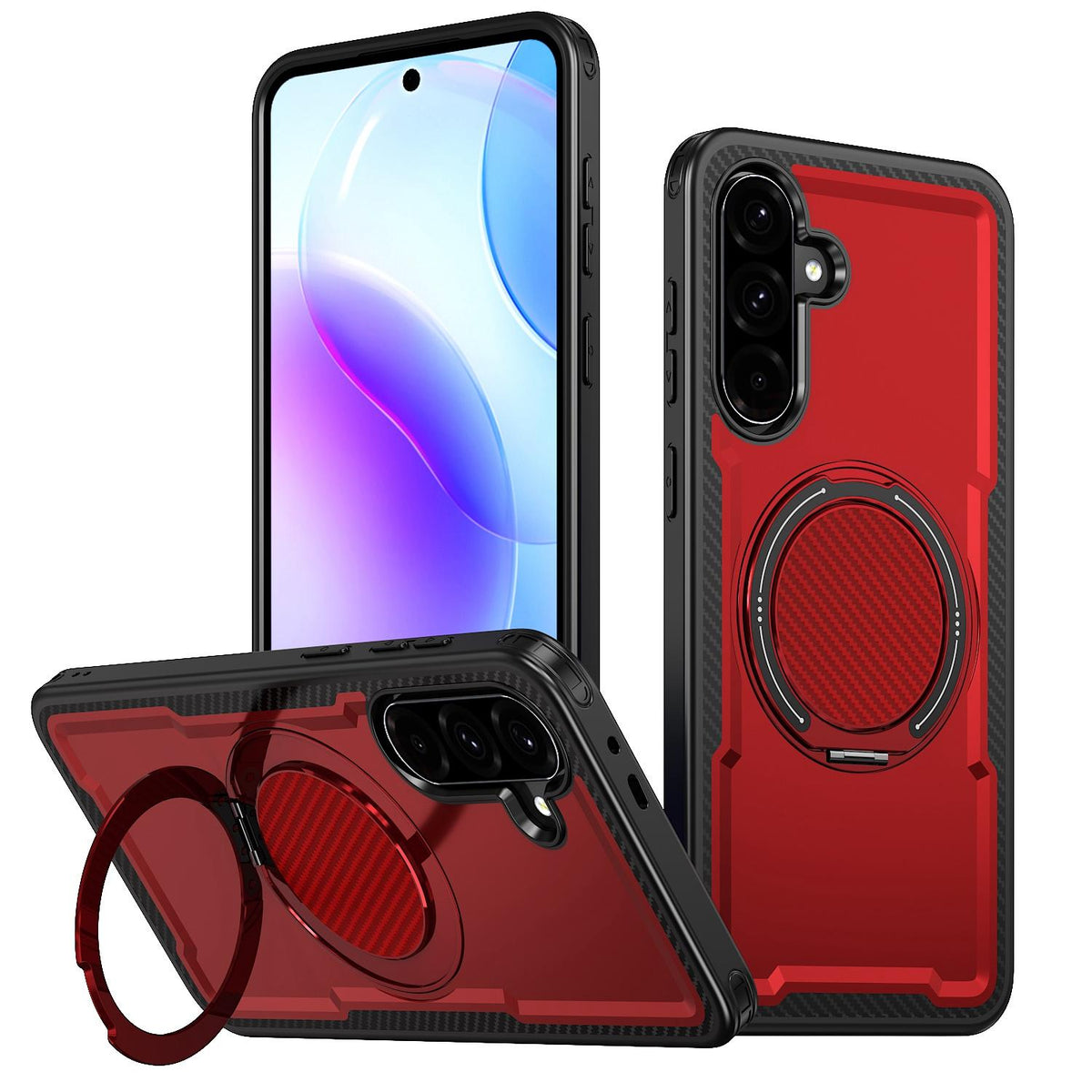 For Galaxy A57 5G kalebol Metal 360 Degree Rotation Holder MagSafe Phone Case - Red - EDA008480406B