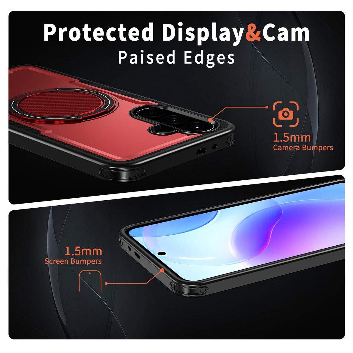 For Galaxy A57 5G kalebol Metal 360 Degree Rotation Holder MagSafe Phone Case - Red - EDA008480406B
