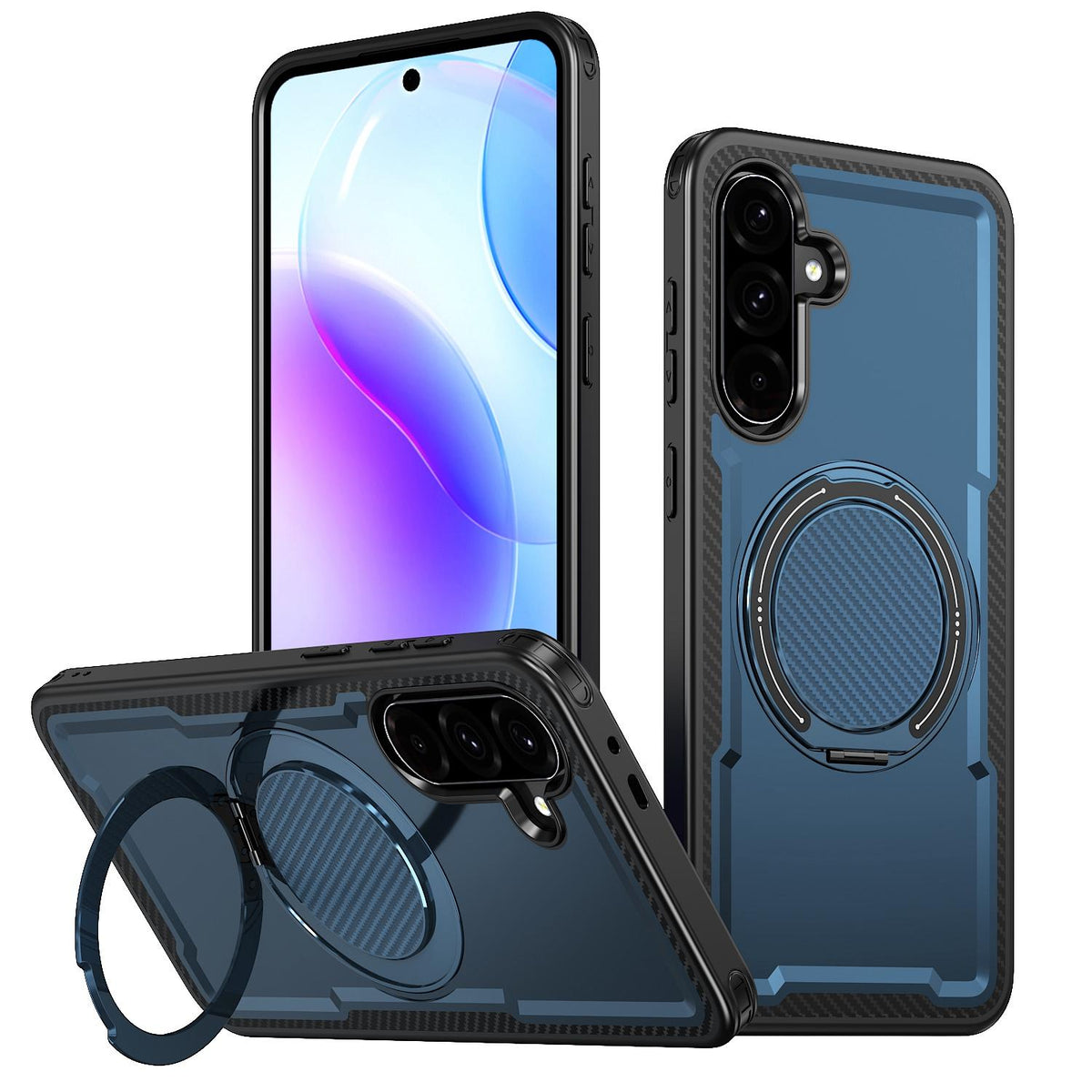 For Galaxy A57 5G kalebol Metal 360 Degree Rotation Holder MagSafe Phone Case - Navy Blue - EDA008480406D