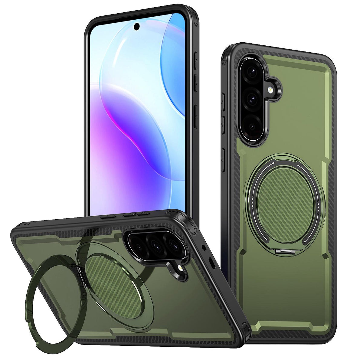 For Galaxy A57 5G kalebol Metal 360 Degree Rotation Holder MagSafe Phone Case - Green - EDA008480406E