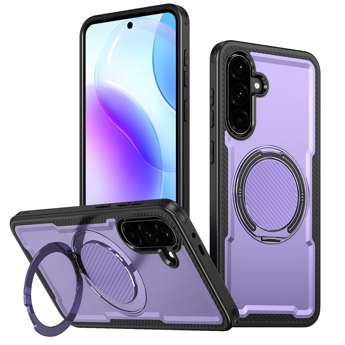 For Galaxy A57 5G kalebol Metal 360 Degree Rotation Holder MagSafe Phone Case - Purple - EDA008480406F