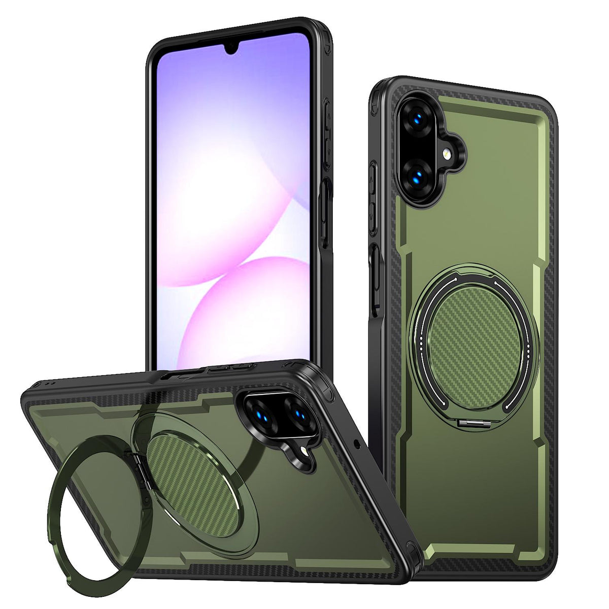 For Galaxy A07 4G / 5G kalebol Metal 360 Degree Rotation Holder MagSafe Phone Case - Green - EDA008480409E