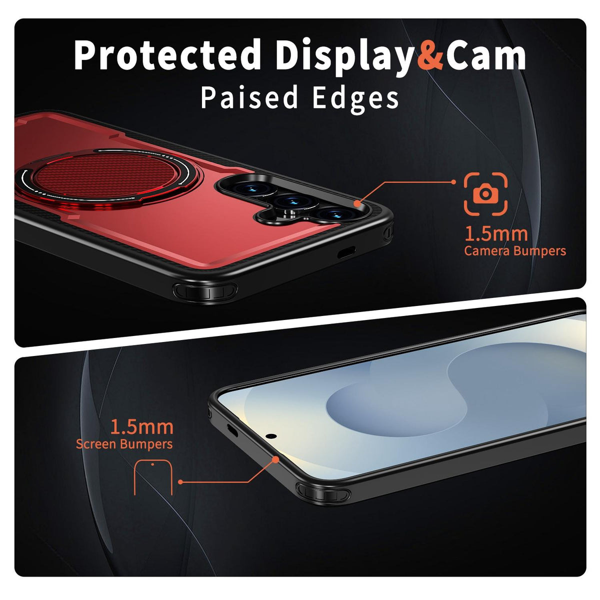 For Galaxy S25 FE 5G Kalebol Metal 360 Degree Rotation Holder MagSafe Phone Case - Red - EDA008480907B