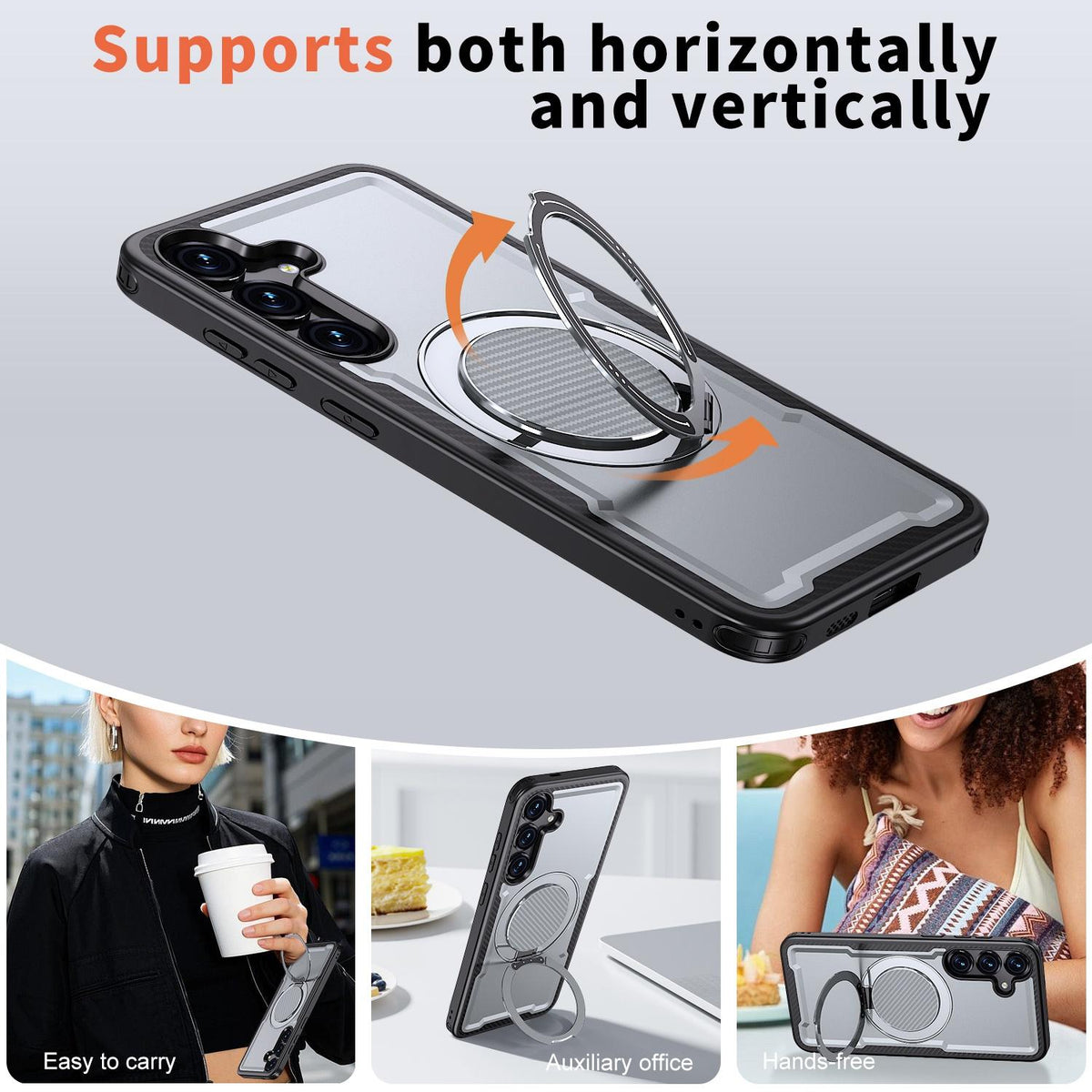 For Galaxy S25 FE 5G Kalebol Metal 360 Degree Rotation Holder MagSafe Phone Case - Grey - EDA008480907C