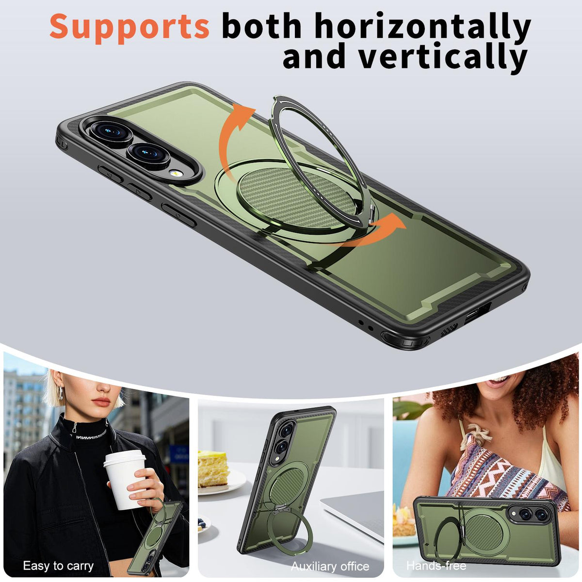 For Galaxy S25 Edge 5G Kalebol Metal 360 Degree Rotation Holder MagSafe Phone Case - Green - EDA008480908E
