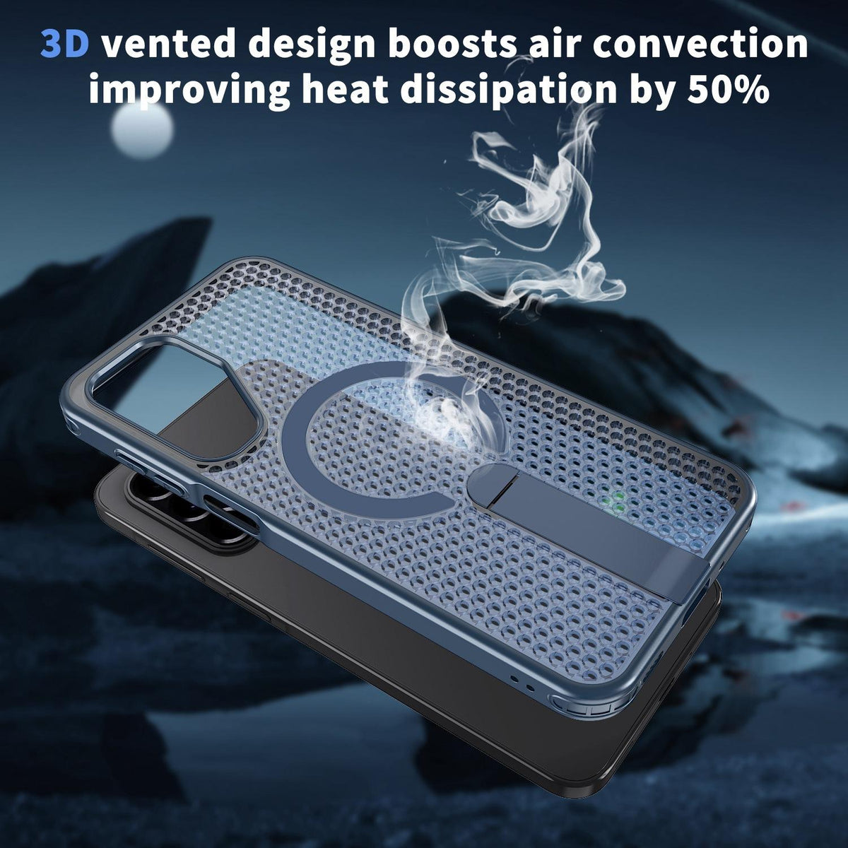 For Galaxy A17 4G / 5G kalebol Honeycomb Cooling MagSafe Holder Phone Case - Blue - EDA008482414B