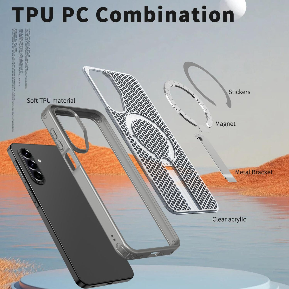 For Galaxy A17 4G / 5G kalebol Honeycomb Cooling MagSafe Holder Phone Case - Titanium Grey - EDA008482414C