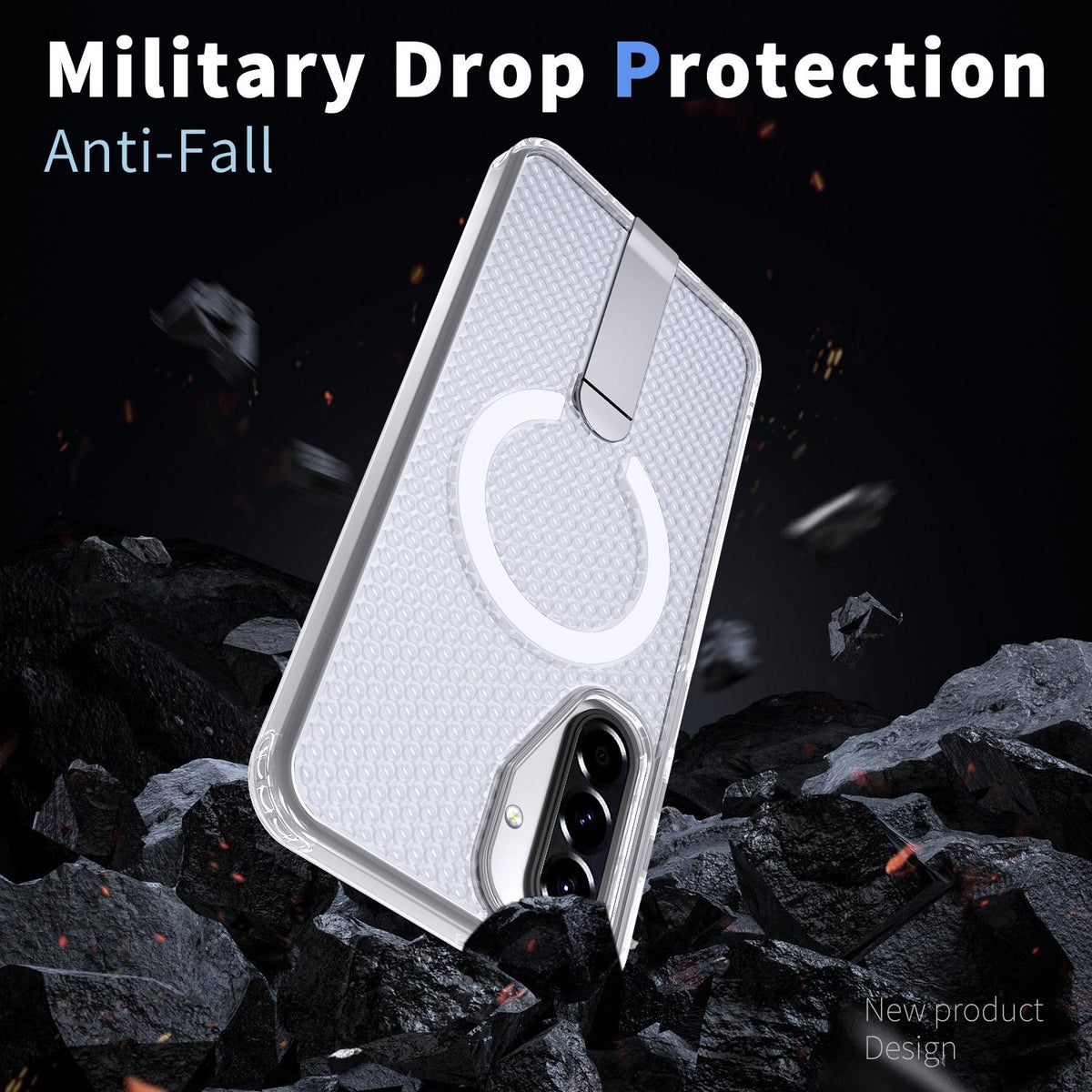 For Galaxy A17 4G / 5G kalebol Honeycomb Cooling MagSafe Holder Phone Case - Frosted Transparent - EDA008482414D