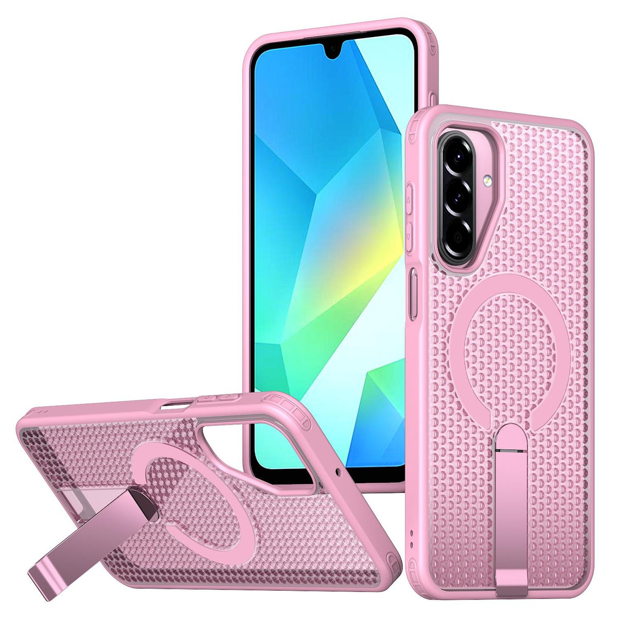 For Galaxy A17 4G / 5G kalebol Honeycomb Cooling MagSafe Holder Phone Case - Pink - EDA008482414E