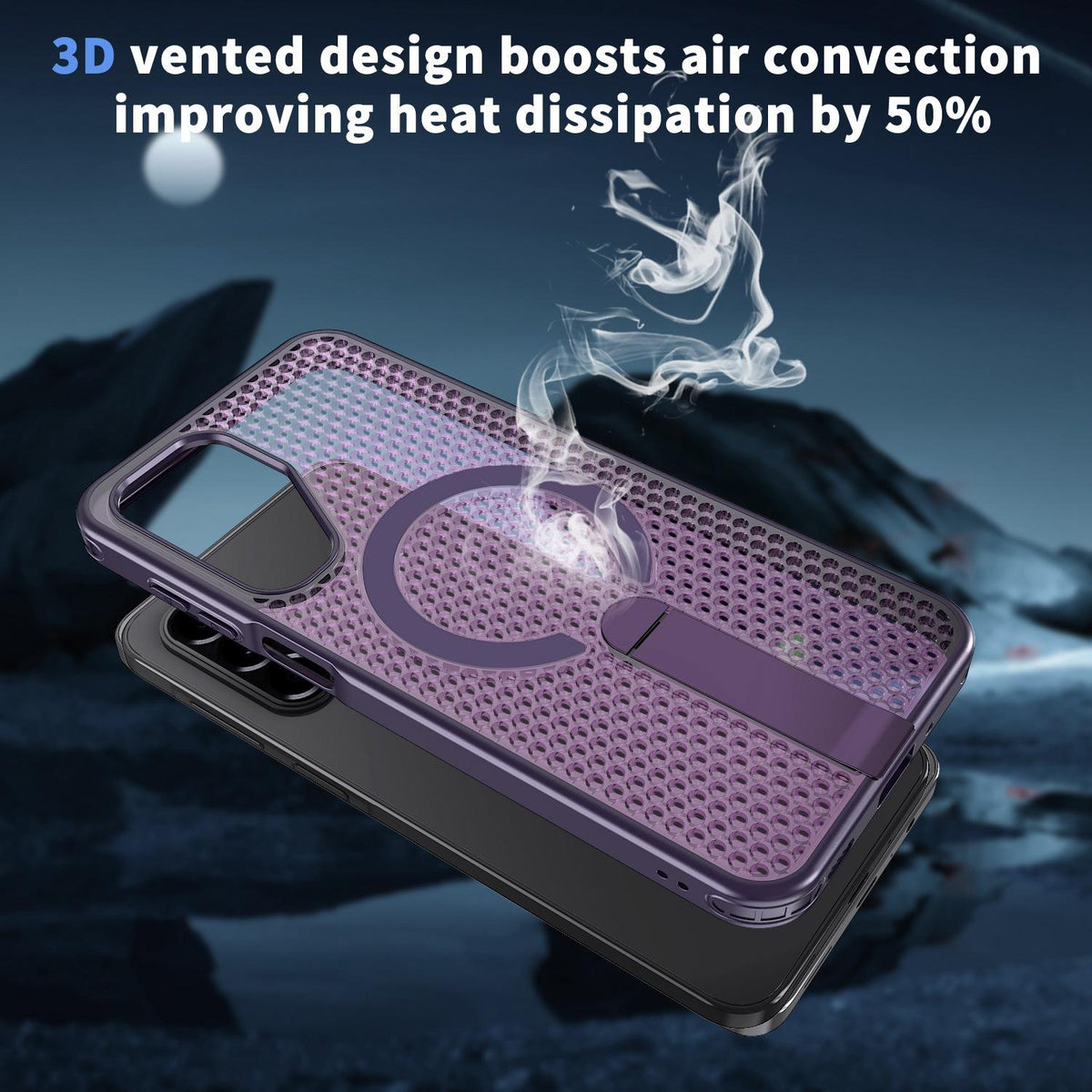 For Galaxy A17 4G / 5G kalebol Honeycomb Cooling MagSafe Holder Phone Case - Purple - EDA008482414F