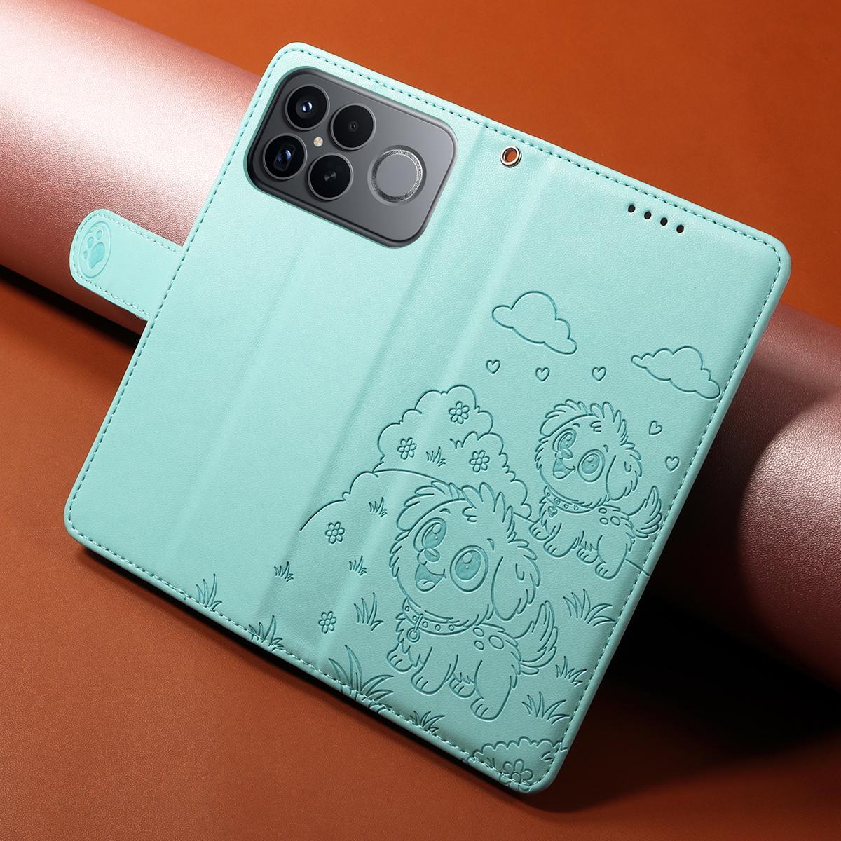 For Redmi K90 Pro Max / Poco F8 Ultra Embossed Heart Dog RFID Blocking Wallet Leather Phone Case(Green)