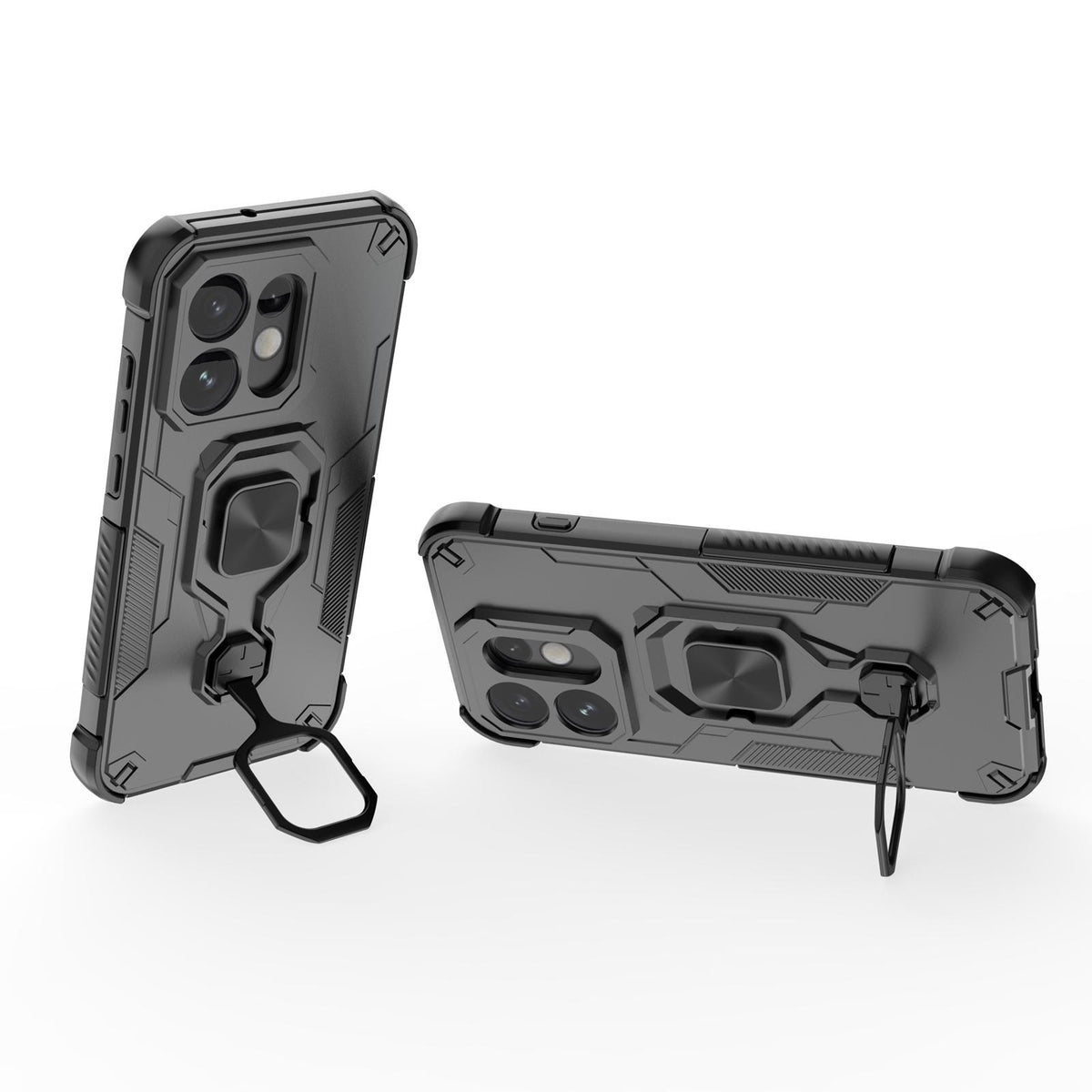 For OPPO Reno16 5G Global Metal Kickstand TPU Hybrid PC Phone Case - Black - EDA008532902A