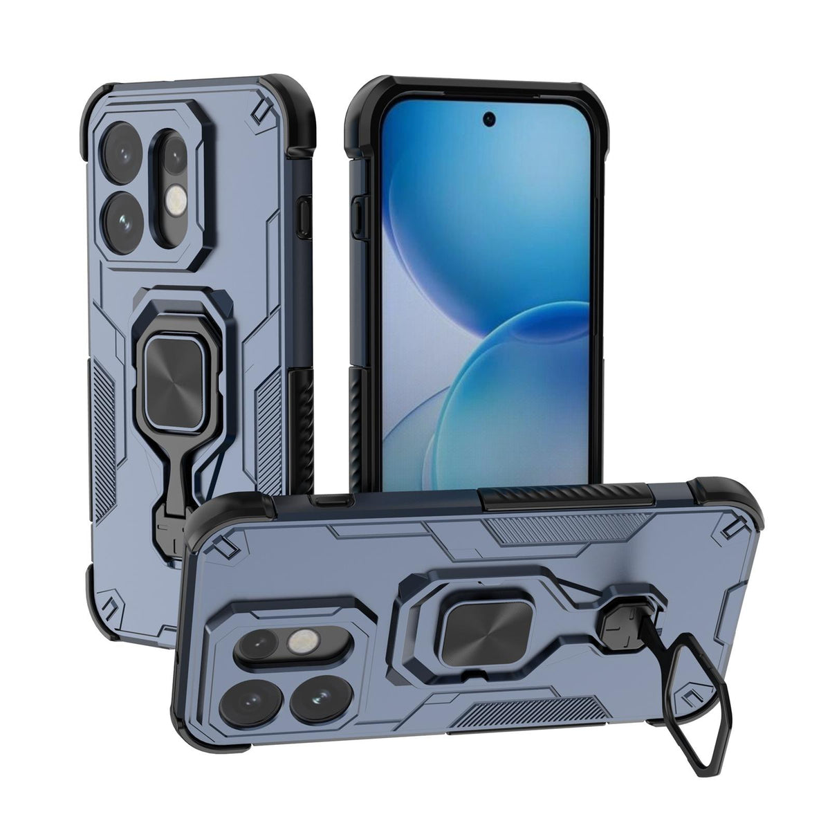 For OPPO Reno16 5G Global Metal Kickstand TPU Hybrid PC Phone Case - Blue - EDA008532902C