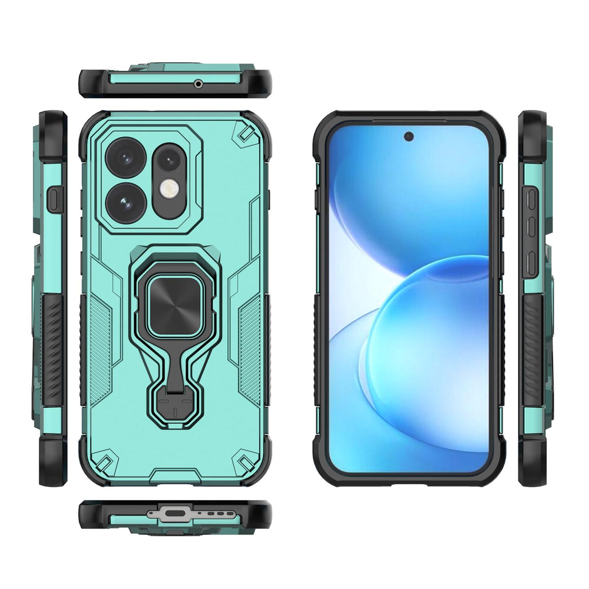 For OPPO Reno16 5G Global Metal Kickstand TPU Hybrid PC Phone Case - Green - EDA008532902D
