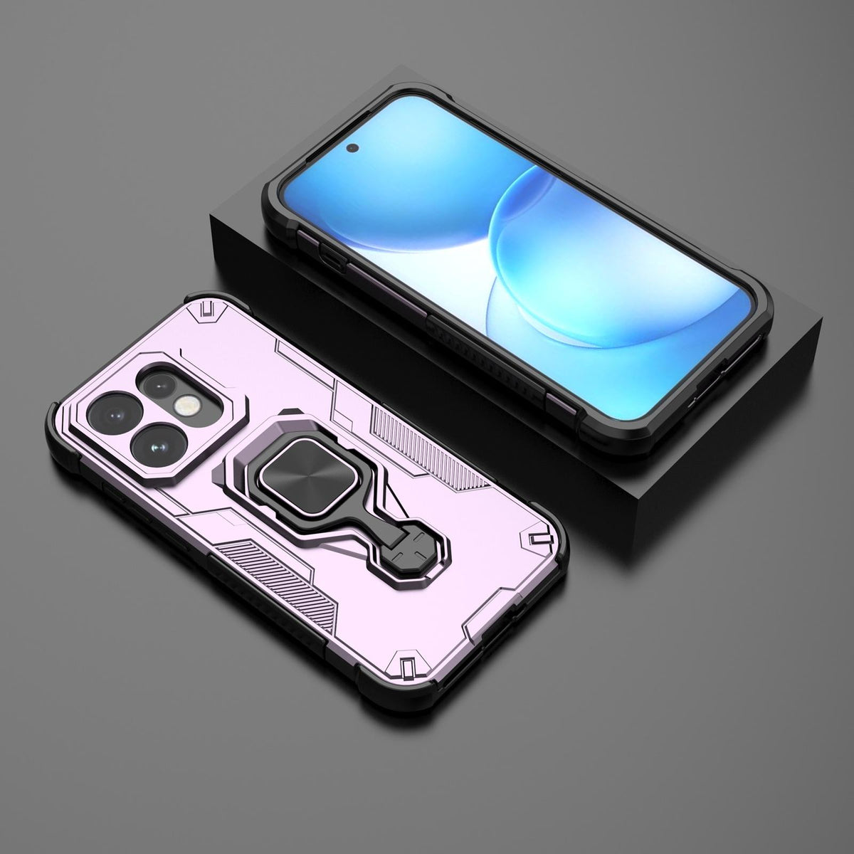 For OPPO Reno16 5G Global Metal Kickstand TPU Hybrid PC Phone Case - Purple - EDA008532902E