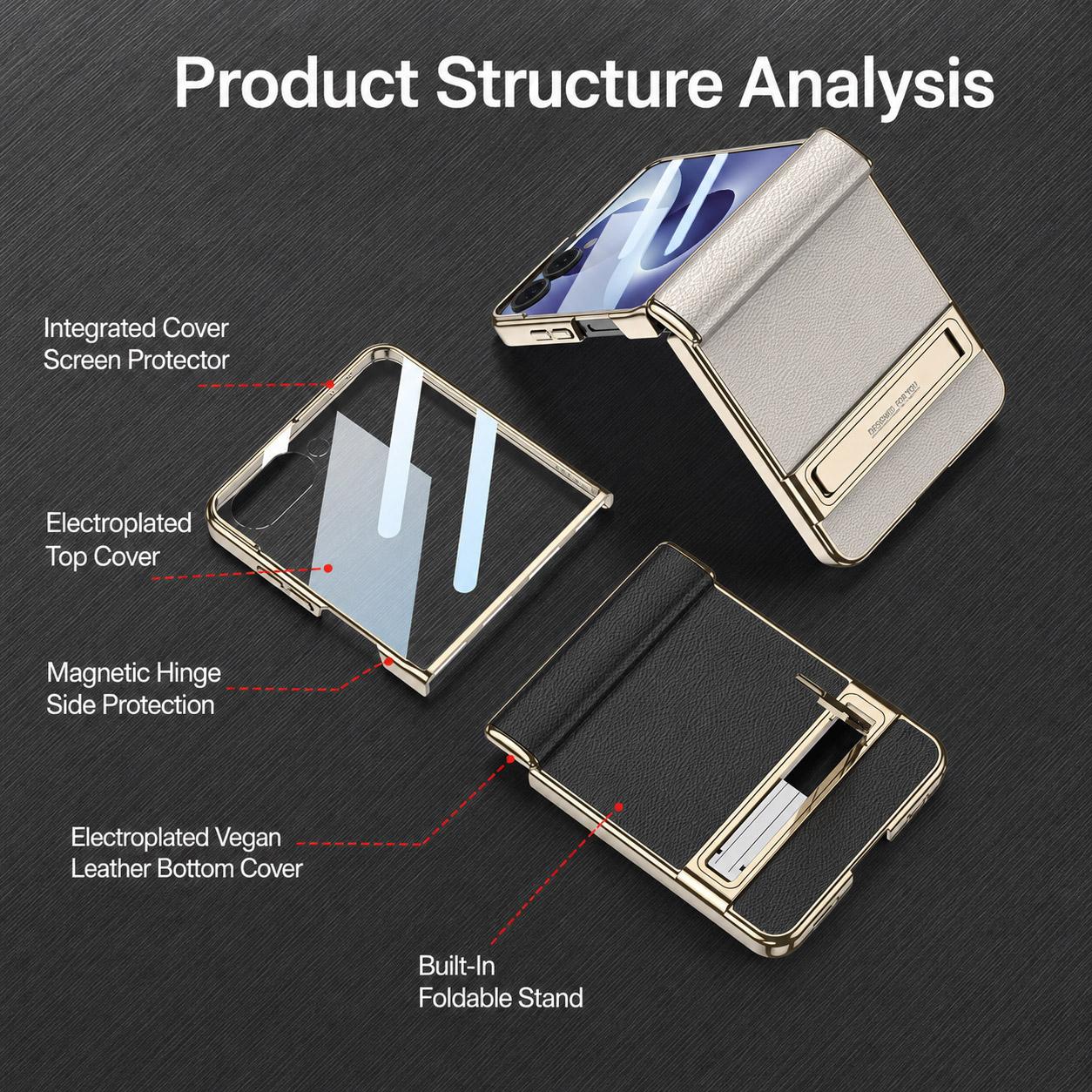 For Galaxy Z Flip8 5G GKK Integrated Triumph Phantom Magnetic Leather Phone Case with Holder(White)