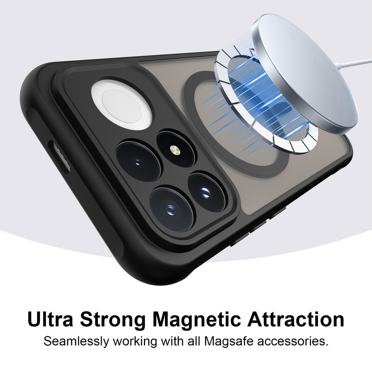 For Redmi K90 Fan Dun Series TPU Hybrid PC Frosted Magsafe Phone Case - Black - EDA008596108A