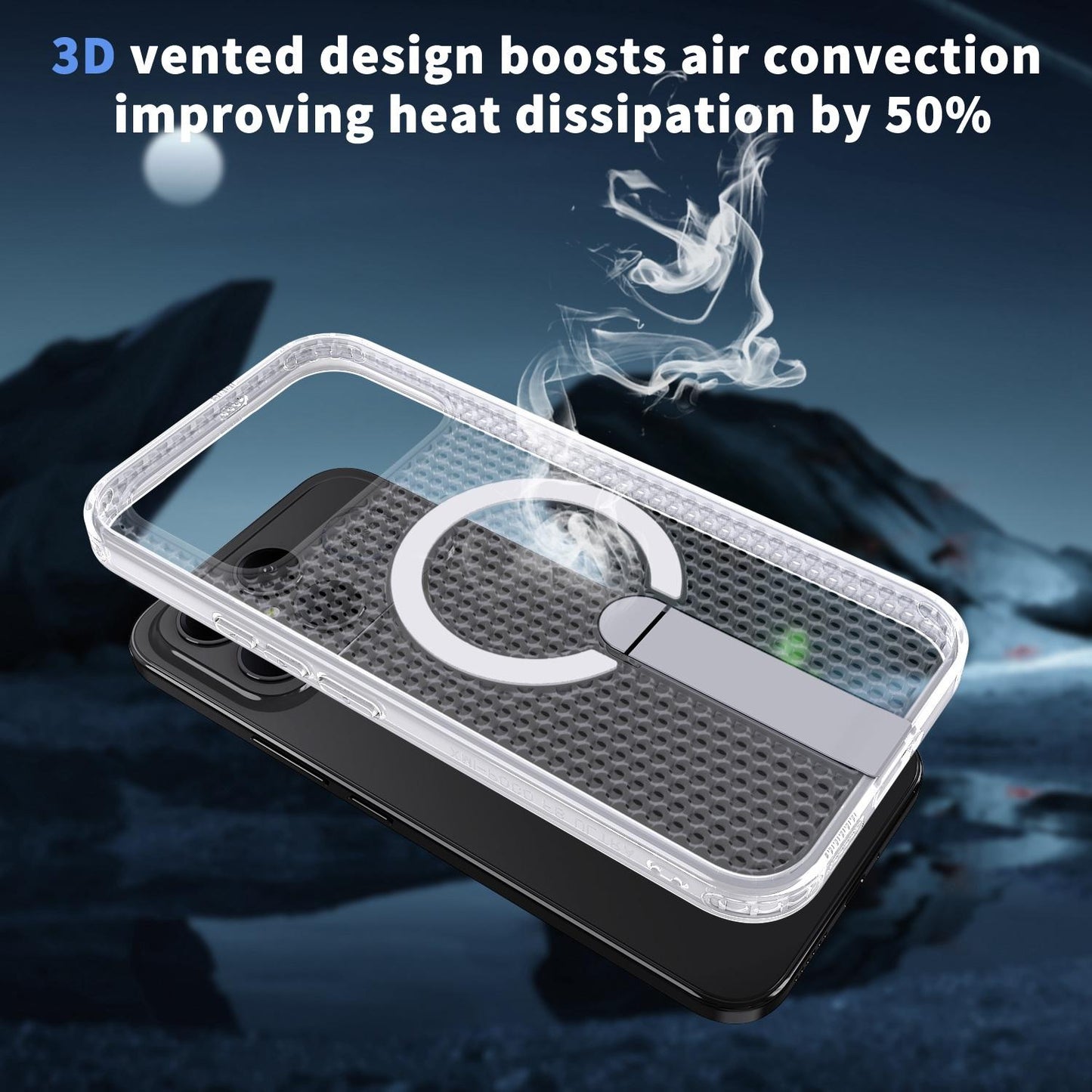 For Redmi K90 Pro Max / Poco F8 Ultra Honeycomb Cooling MagSafe Holder Phone Case(Frosted Transparent)