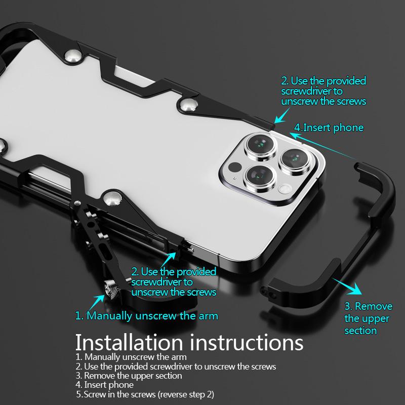 For Honor X80 Pro Max Trigger Design Hollow Metal Frame Phone Case with Lanyard(Black)