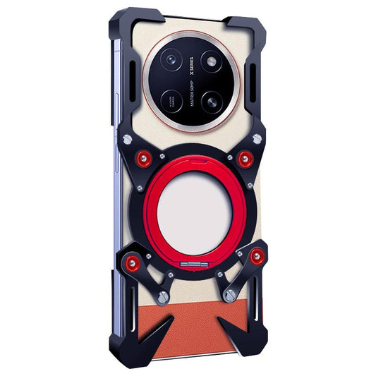 For Honor X80 Pro Max Rotating Bracket Hollow Metal Phone Case with Lanyard(Black)