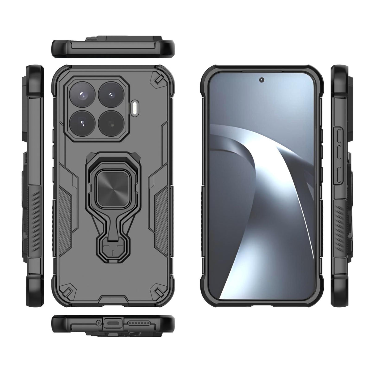 For Xiaomi 17T Pro 5G Metal Kickstand TPU Hybrid PC Phone Case - Black - EDA008746707A