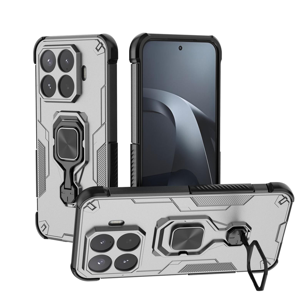 For Xiaomi 17T Pro 5G Metal Kickstand TPU Hybrid PC Phone Case - Grey - EDA008746707B
