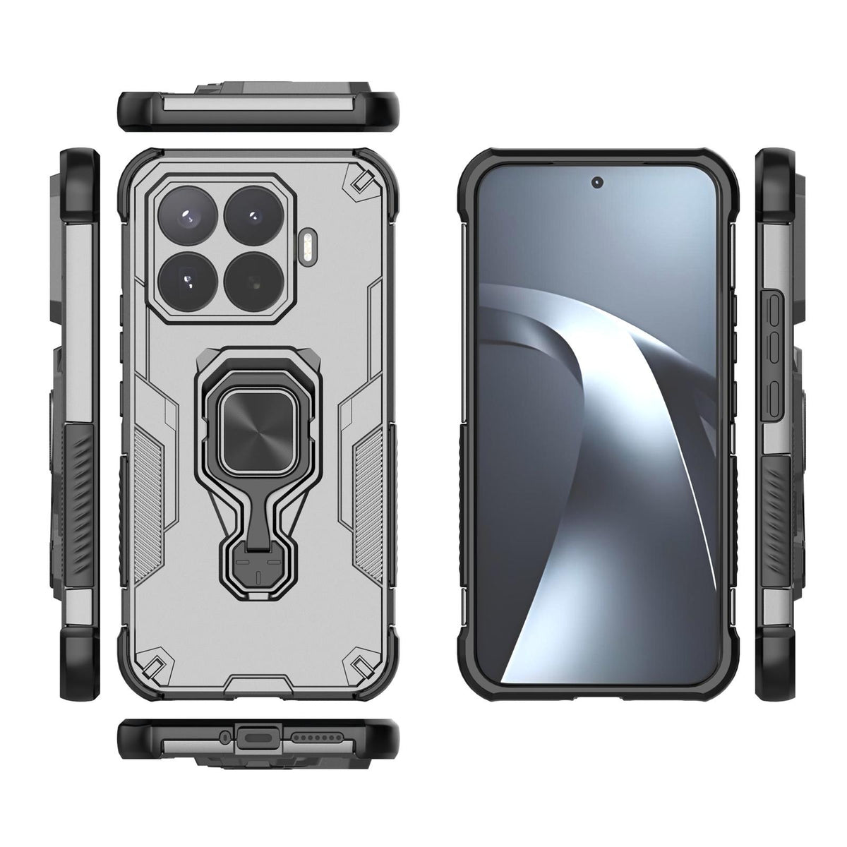 For Xiaomi 17T Pro 5G Metal Kickstand TPU Hybrid PC Phone Case - Grey - EDA008746707B