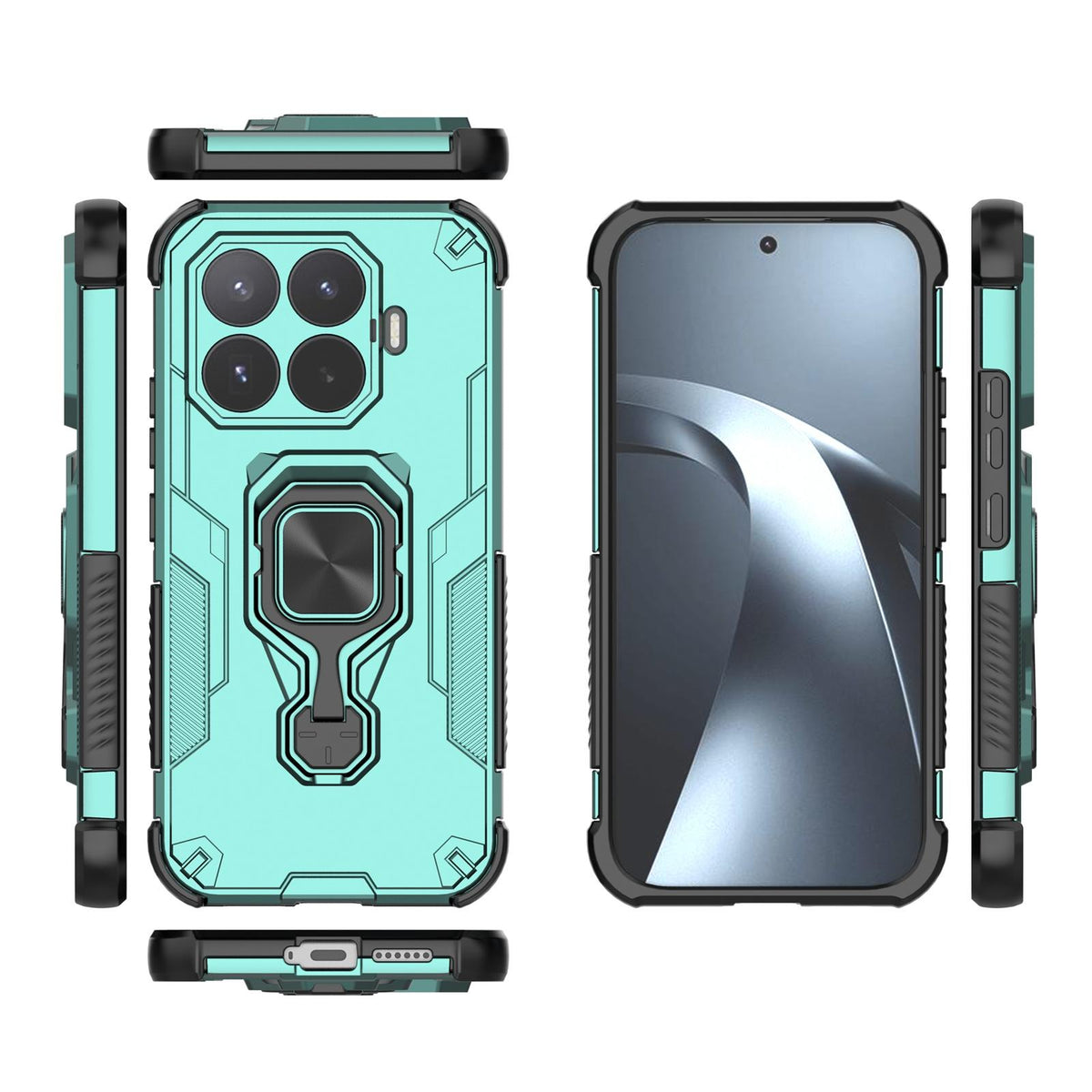 For Xiaomi 17T Pro 5G Metal Kickstand TPU Hybrid PC Phone Case - Green - EDA008746707D